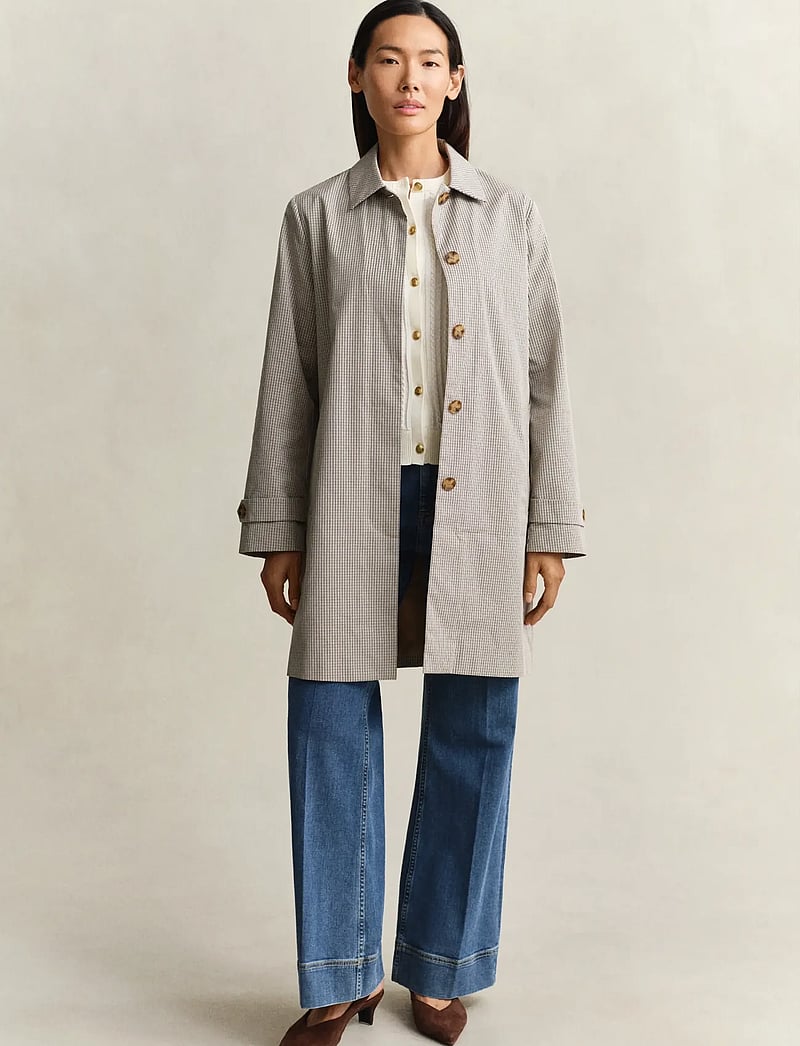 GANT - CHECKED COTTON BLEND CAR COAT - tunna kappor - oat beige - 0