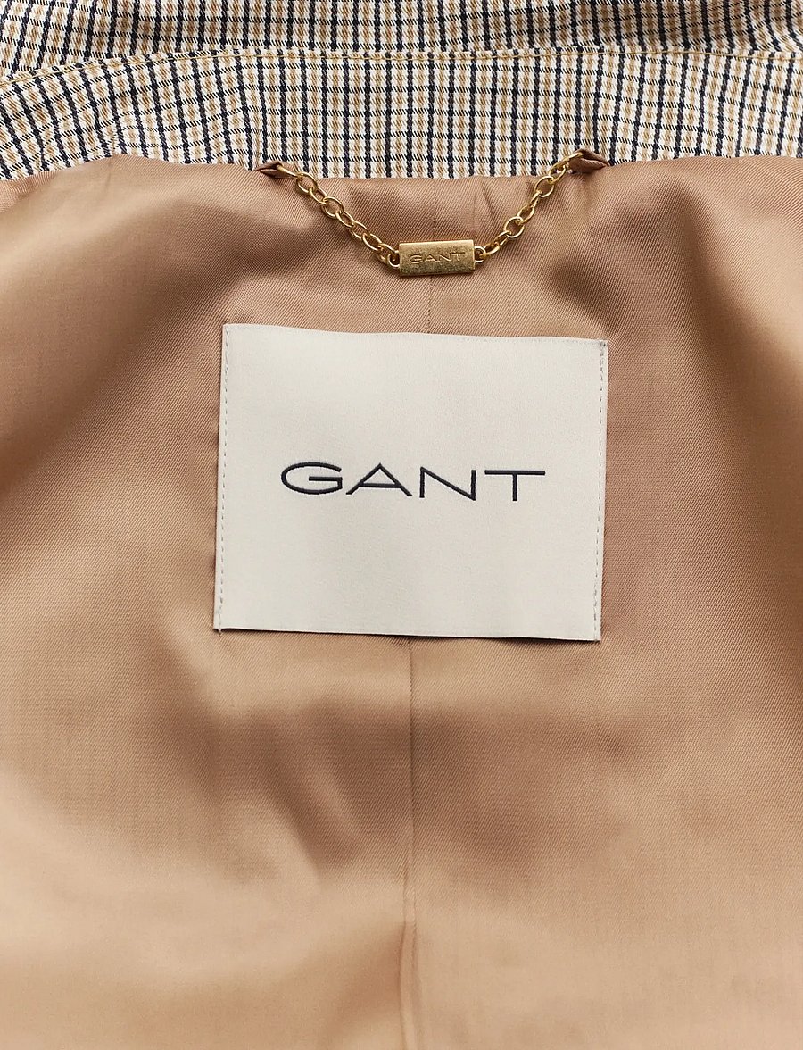 Gant - CHECKED COTTON BLEND CAR COAT - leichte mäntel - oat beige - 3