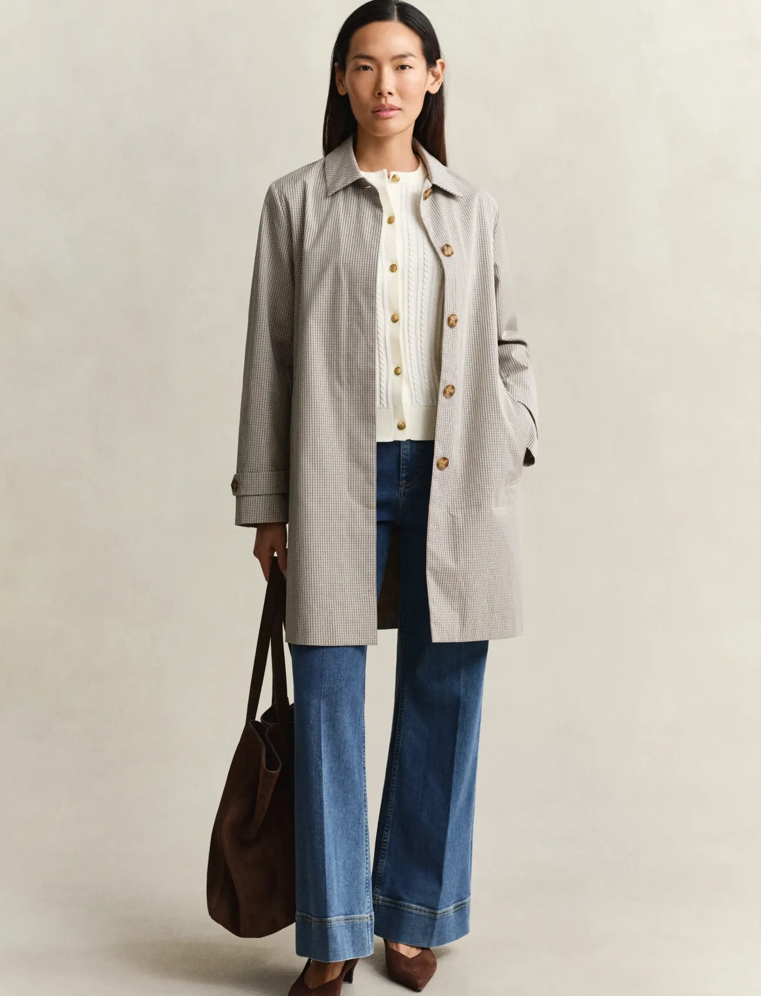 Checked Cotton Blend Car Coat 4