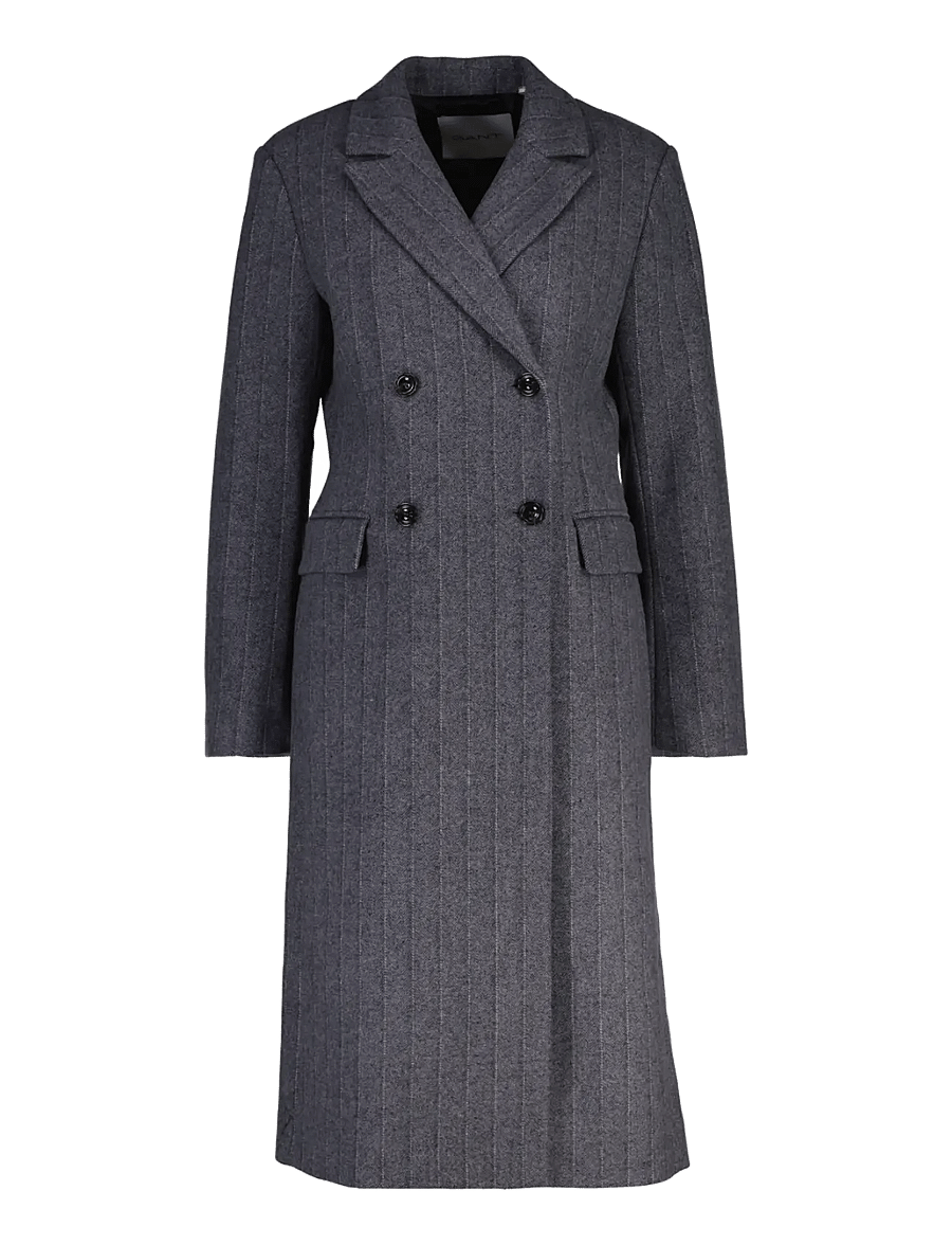 Gant - TAILORED STRIPED WOOL BLEND COAT - frakker - charcoal melange - 0
