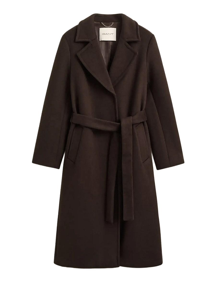 Gant - BELTED WOOL BLEND COAT - winter jackets - deep brown - 0