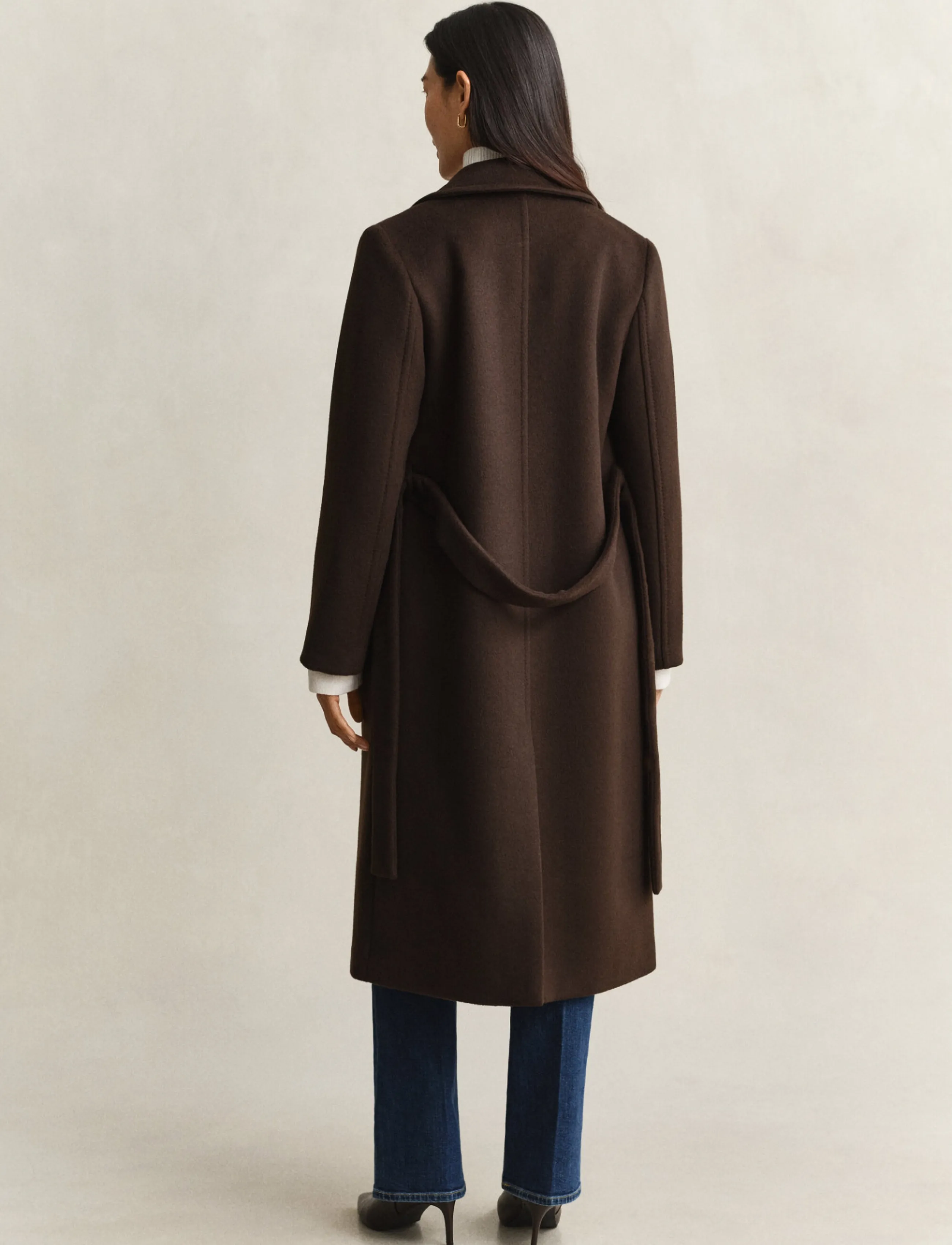 Gant - BELTED WOOL BLEND COAT - winter jackets - deep brown - 1