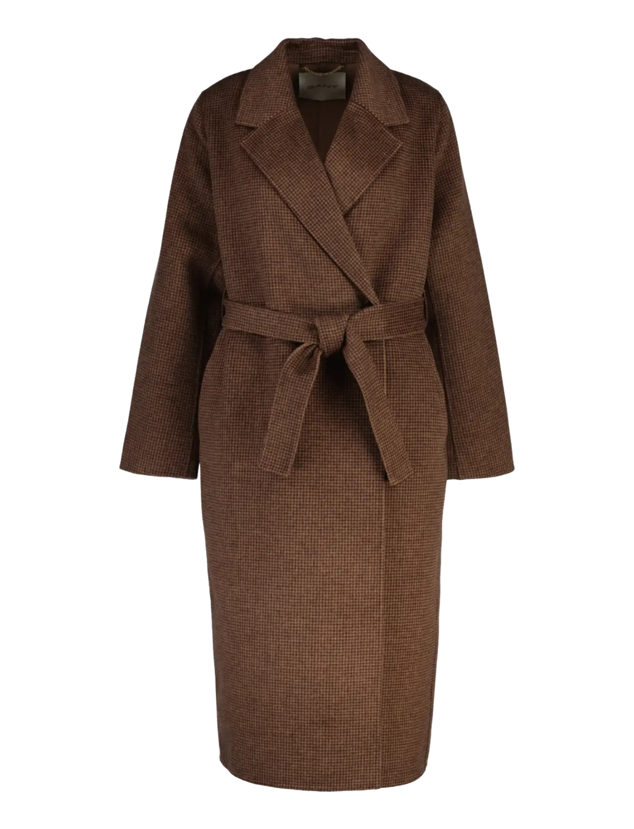 Gant CHECKED HANDSTITCHED BELTED COAT - Modetrends - DEEP BROWN / brown