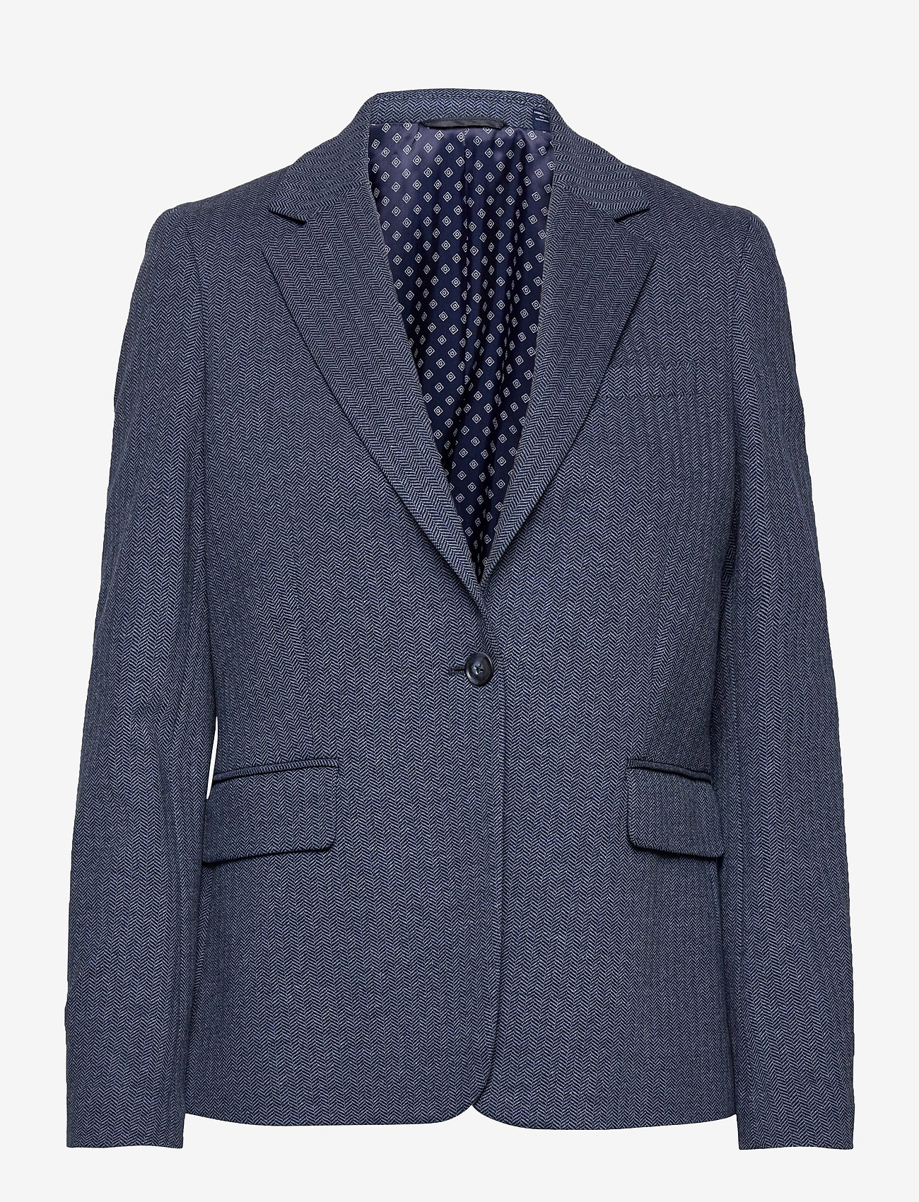 GANT - D1. HERRINGBONE JERSEY SLIM BLAZER - persian blue - 0