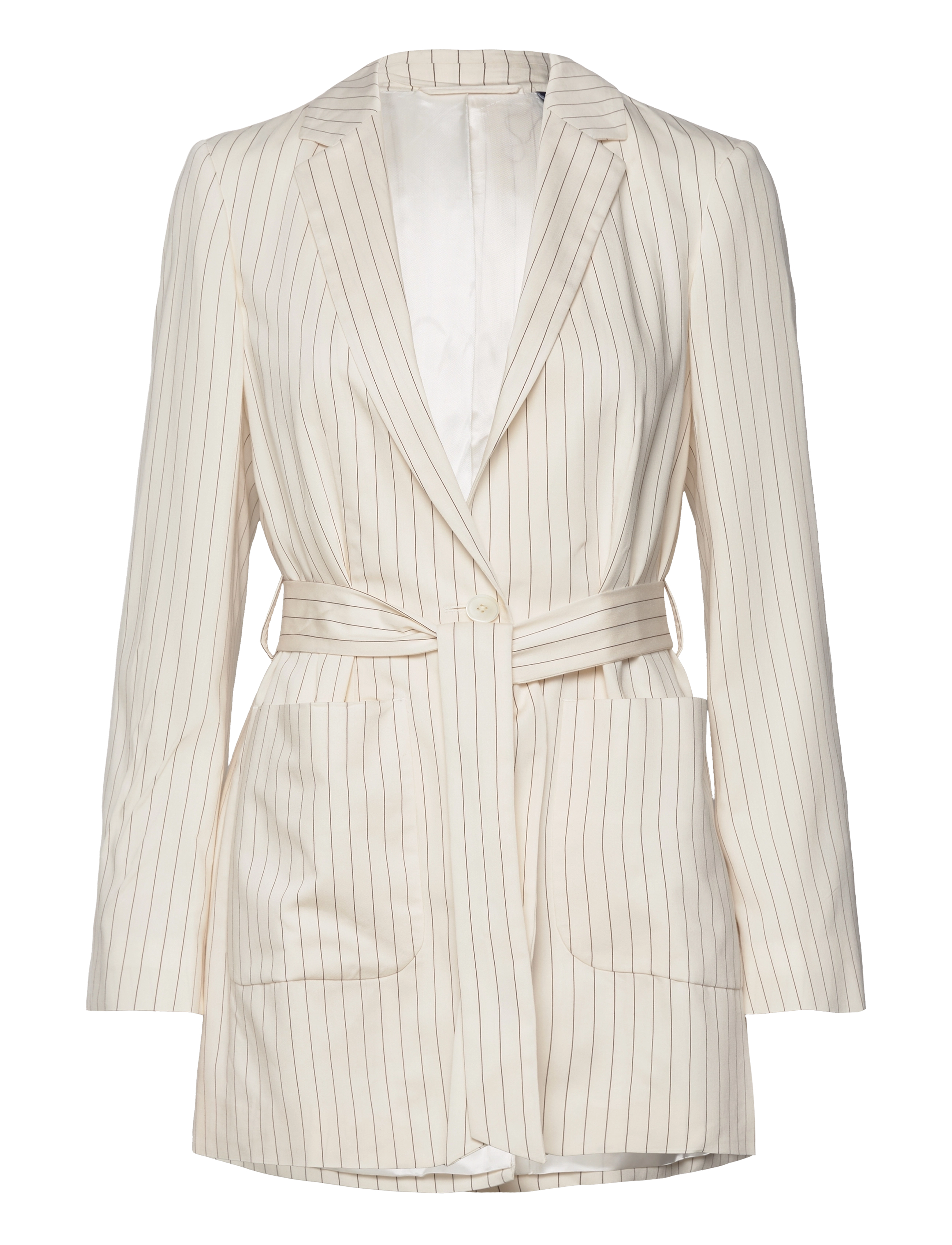 Gant D2. PINSTRIPE BELTED BLAZER - Transitional Layering - LINEN / multi