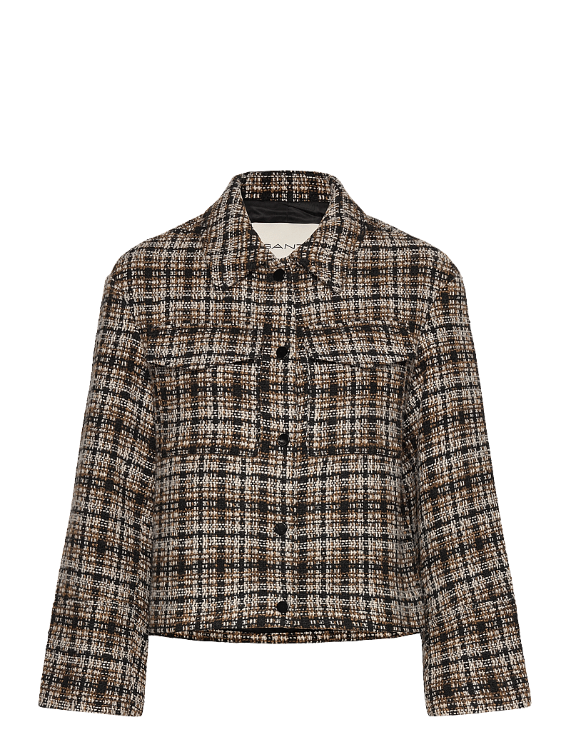 GANT - CHECKED TWEED BLAZER JACKET - enkelknäppta kavajer - warm khaki - 0