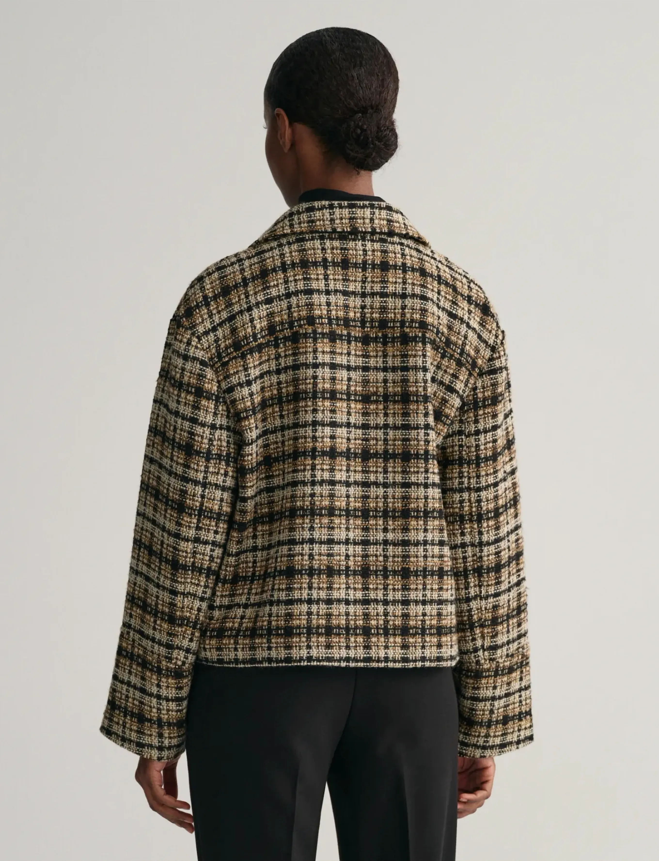 GANT - CHECKED TWEED BLAZER JACKET - warm khaki - 3