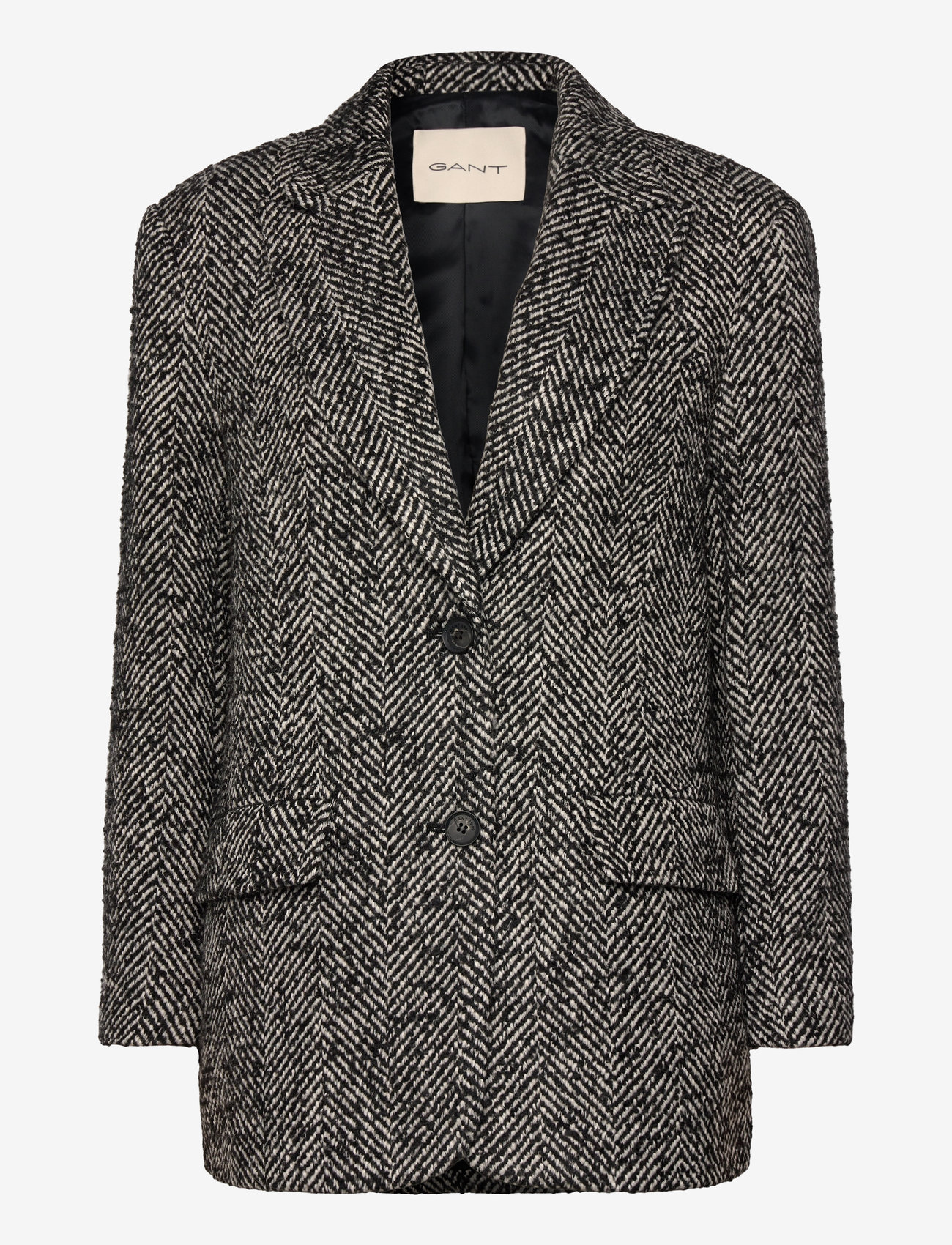 GANT - REL HERRINGBONE BLAZER - einreihige blazer - black - 1