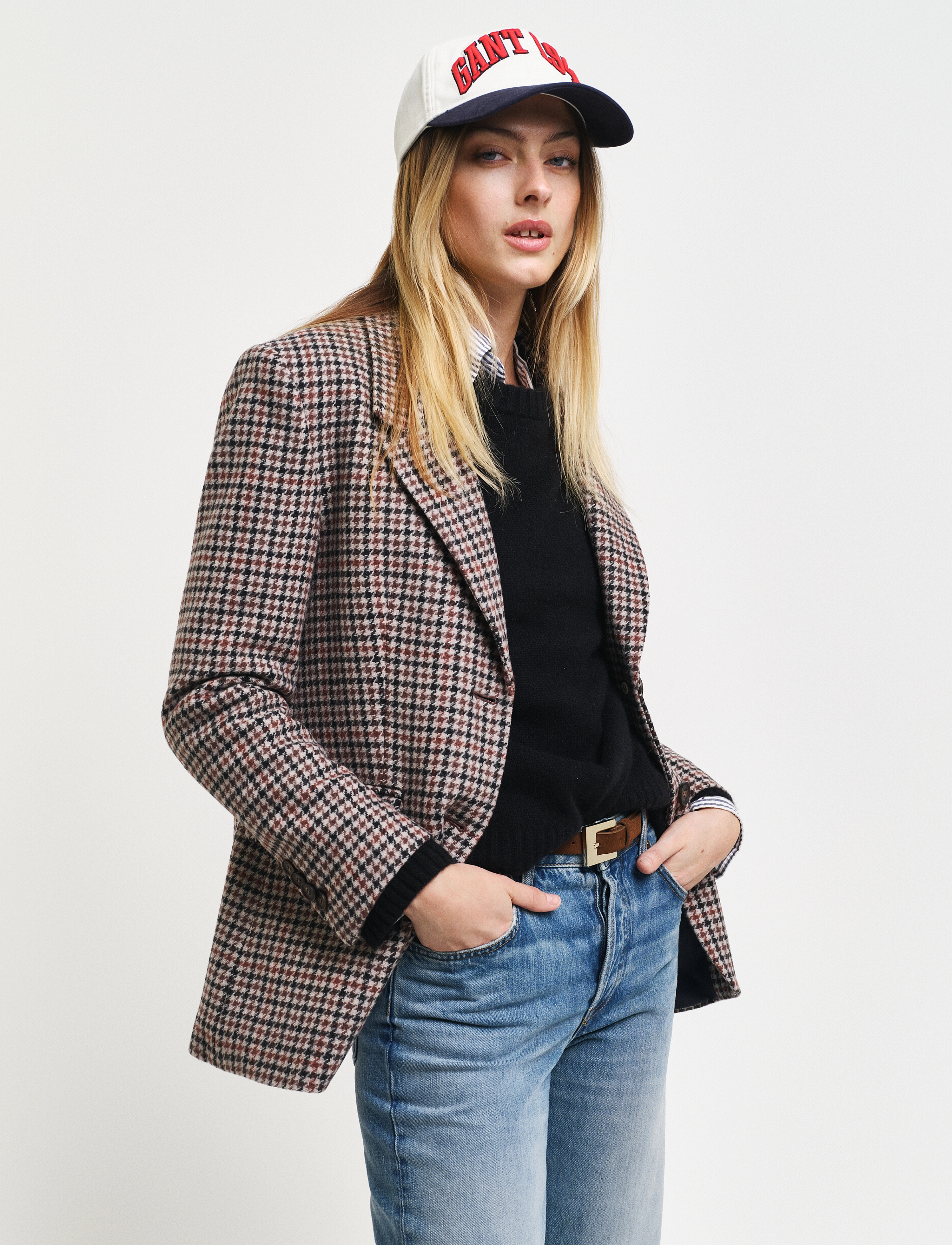 GANT - REG HOUNDSTOOTH BLAZER - soft oat - 4
