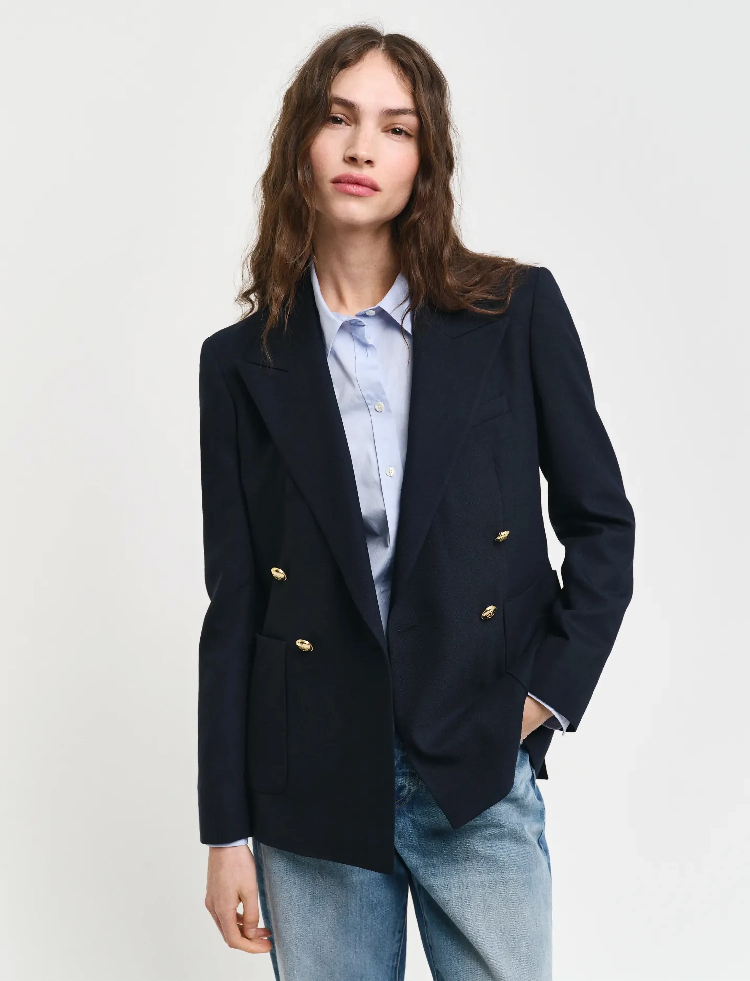 Gant Slim Club Blazer, 36, Navy, Blazere > Dobbeltradede Blazere, Dame