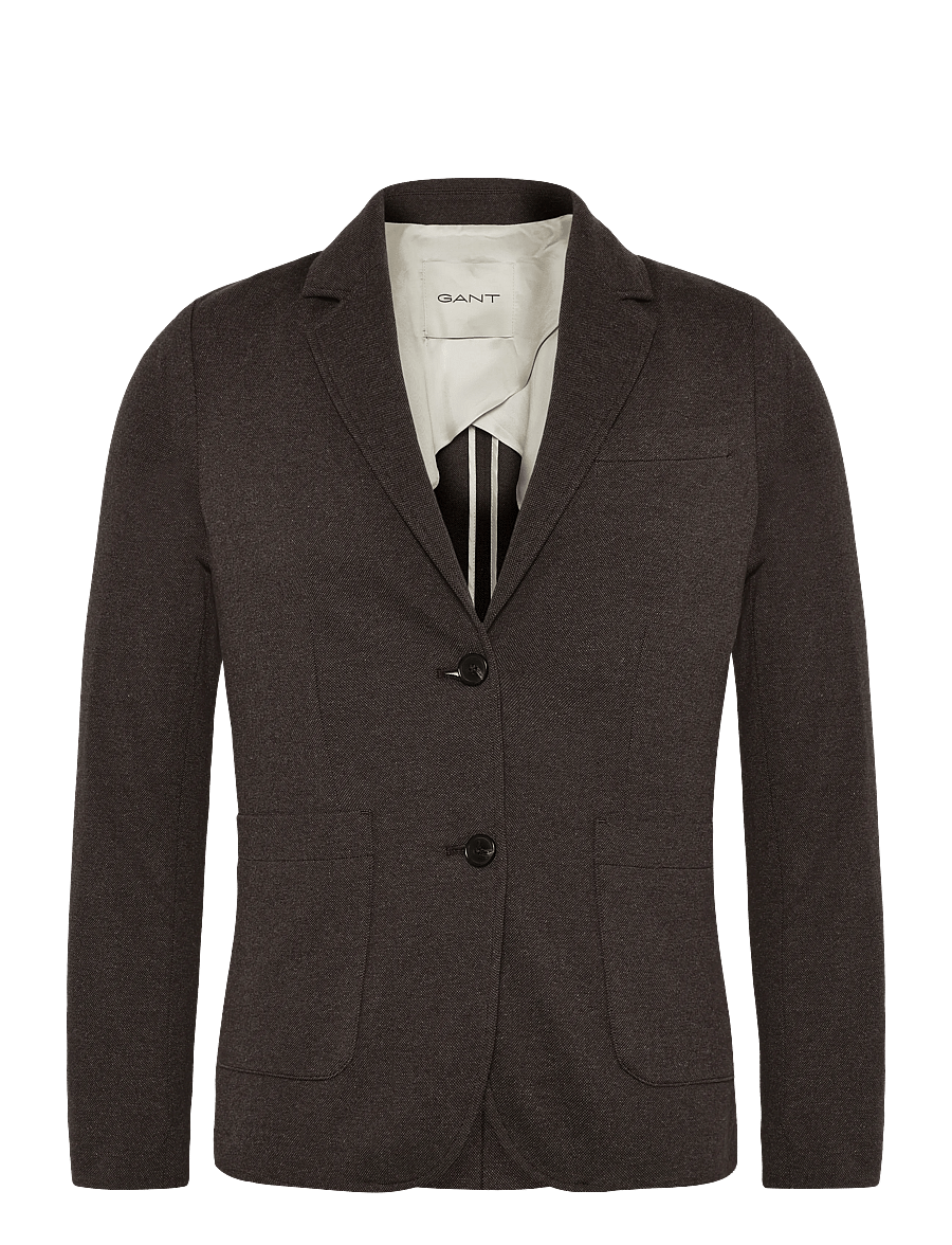 Gant - SLIM PIQUE BLAZER - enkeltradede blazere - dk brown melange - 1