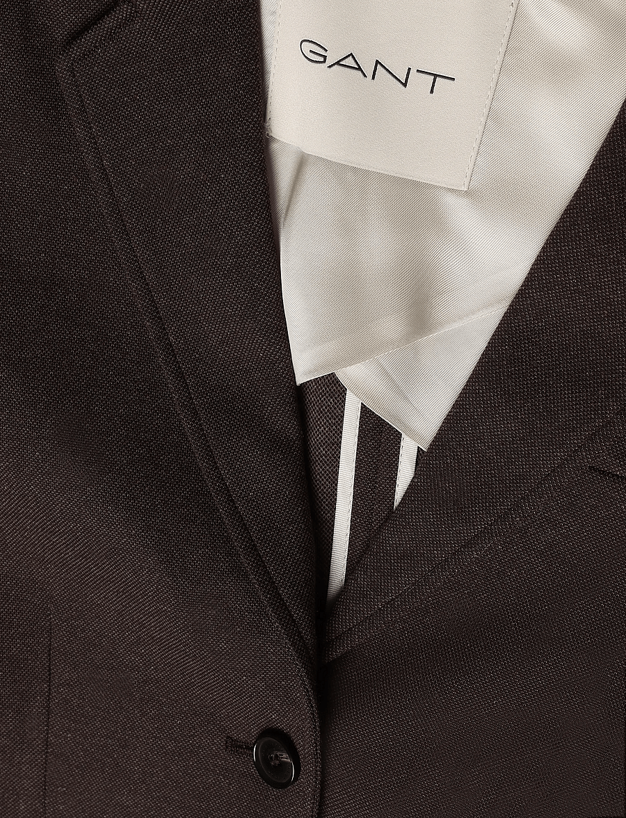 Gant - SLIM PIQUE BLAZER - enkeltradede blazere - dk brown melange - 5