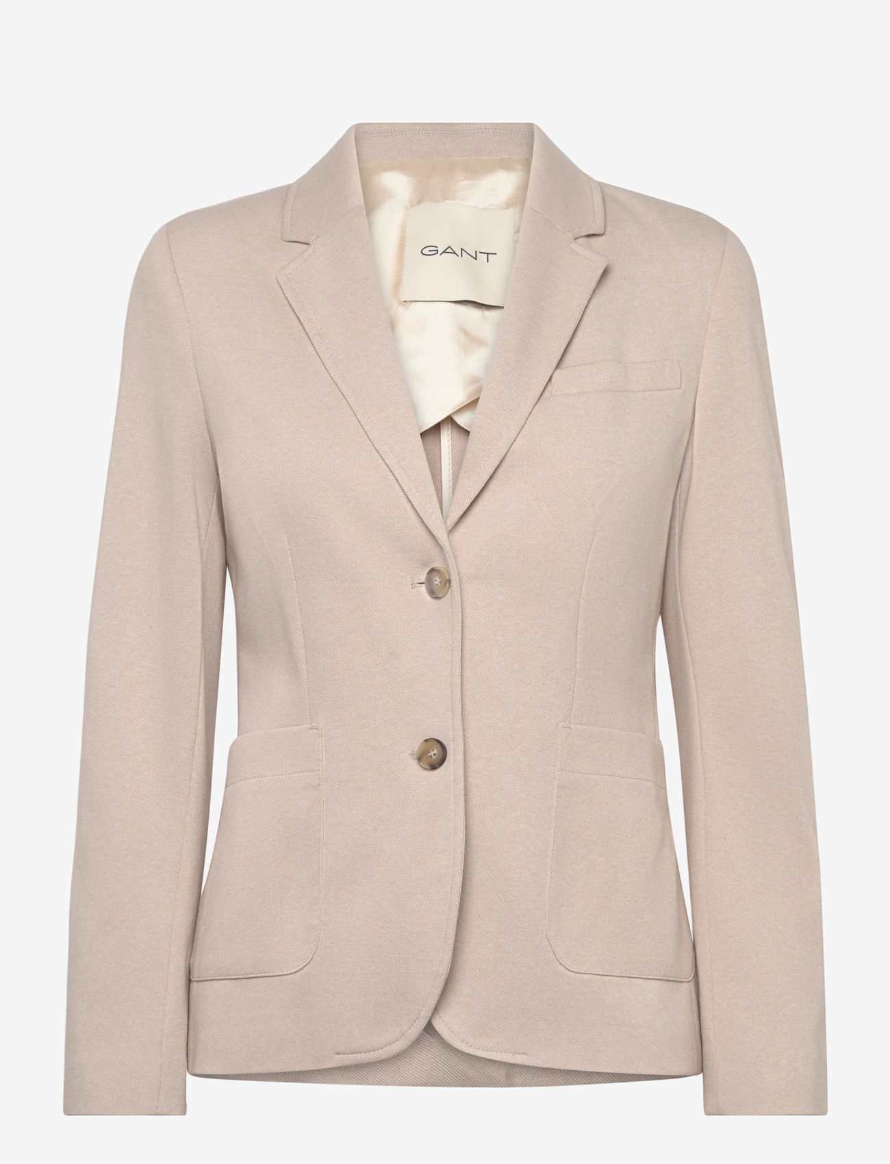 GANT - SLIM PIQUE BLAZER - enkeltradede blazere - warm khaki - 0