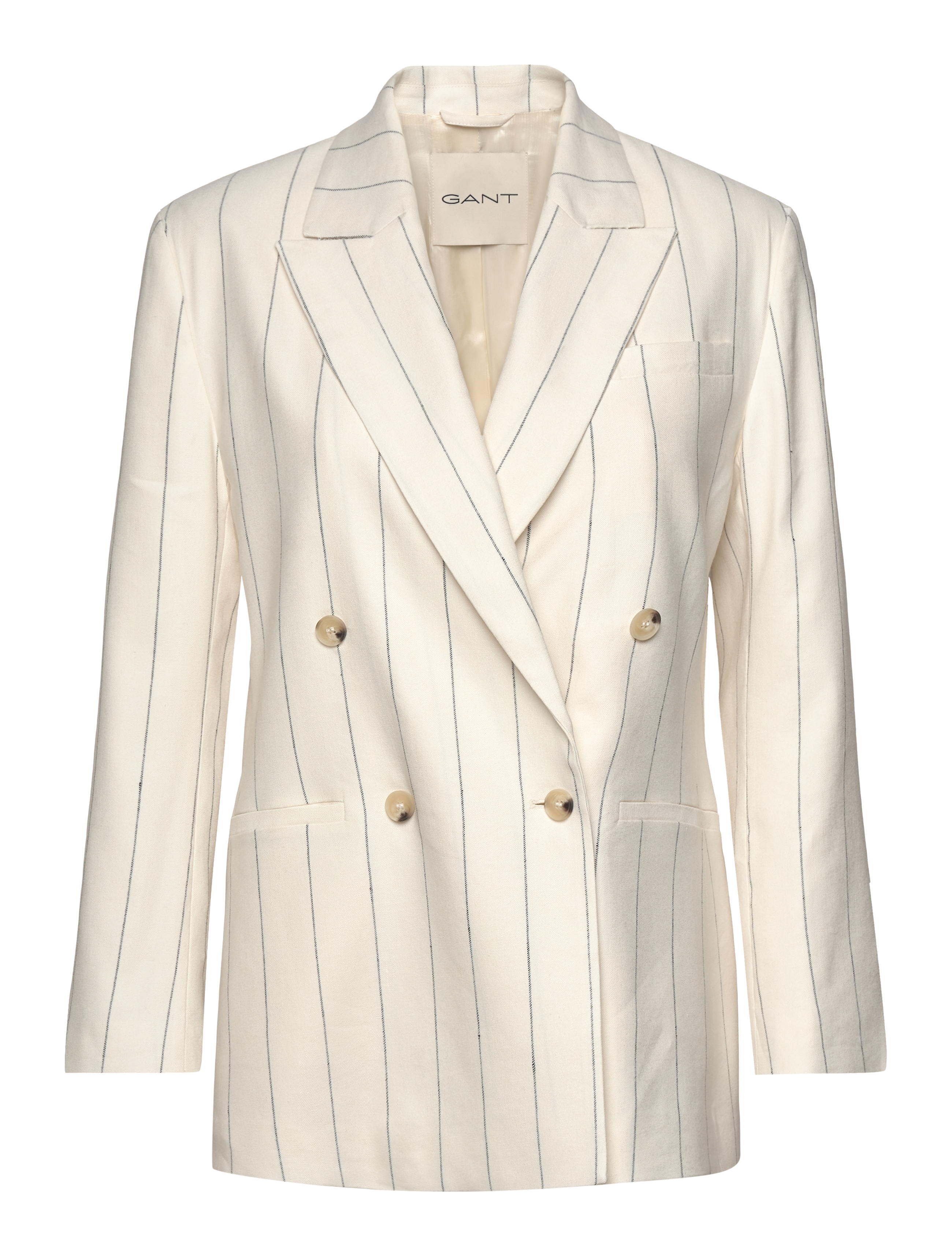 Gant PINSTRIPE LINEN CLUB BLAZER - Kleidung - EGGSHELL / white