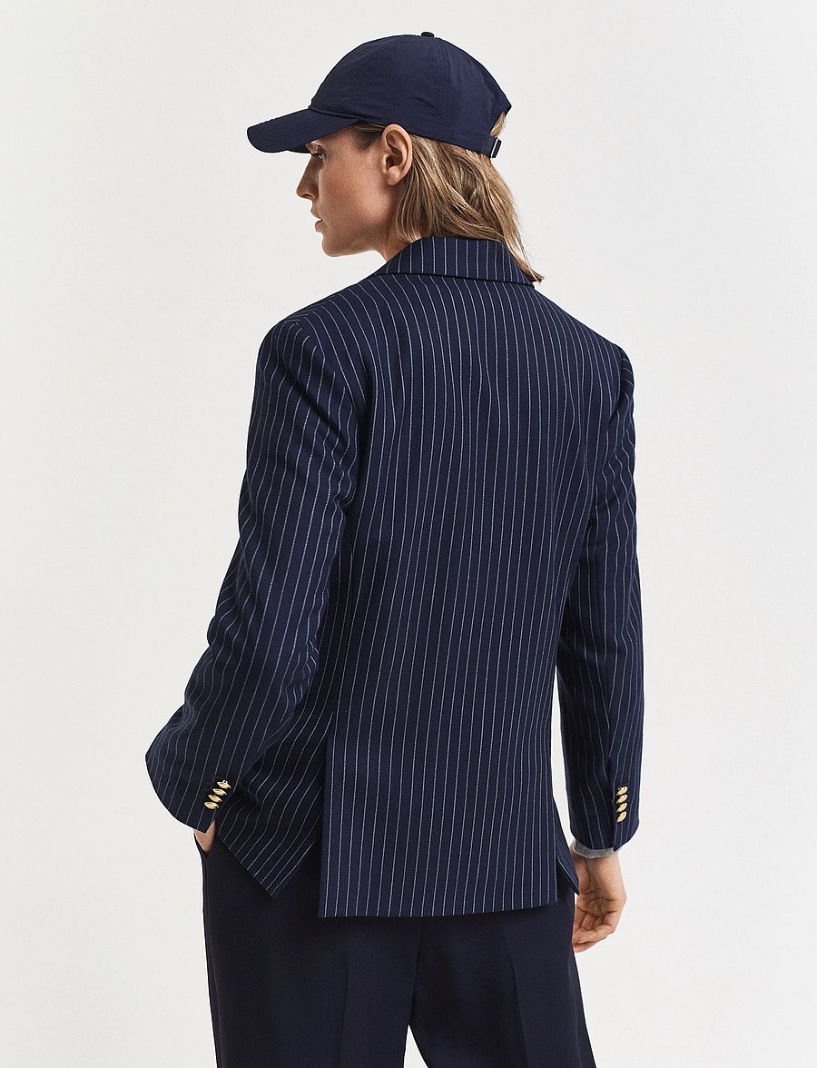 Gant - PINSTRIPE REG CLUB BLAZER - zweireihige blazer - evening blue - 3