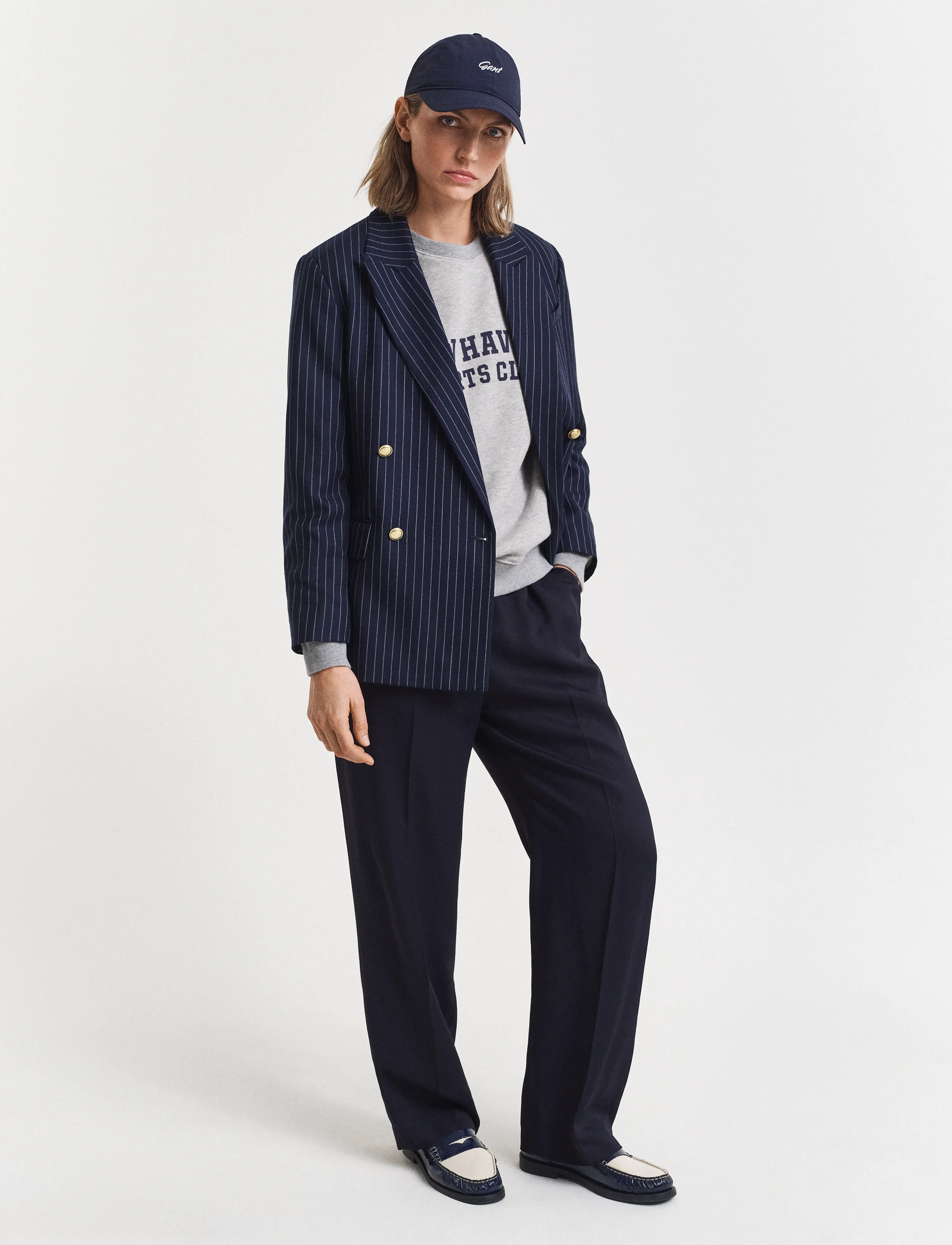 Gant - PINSTRIPE REG CLUB BLAZER - zweireihige blazer - evening blue - 5
