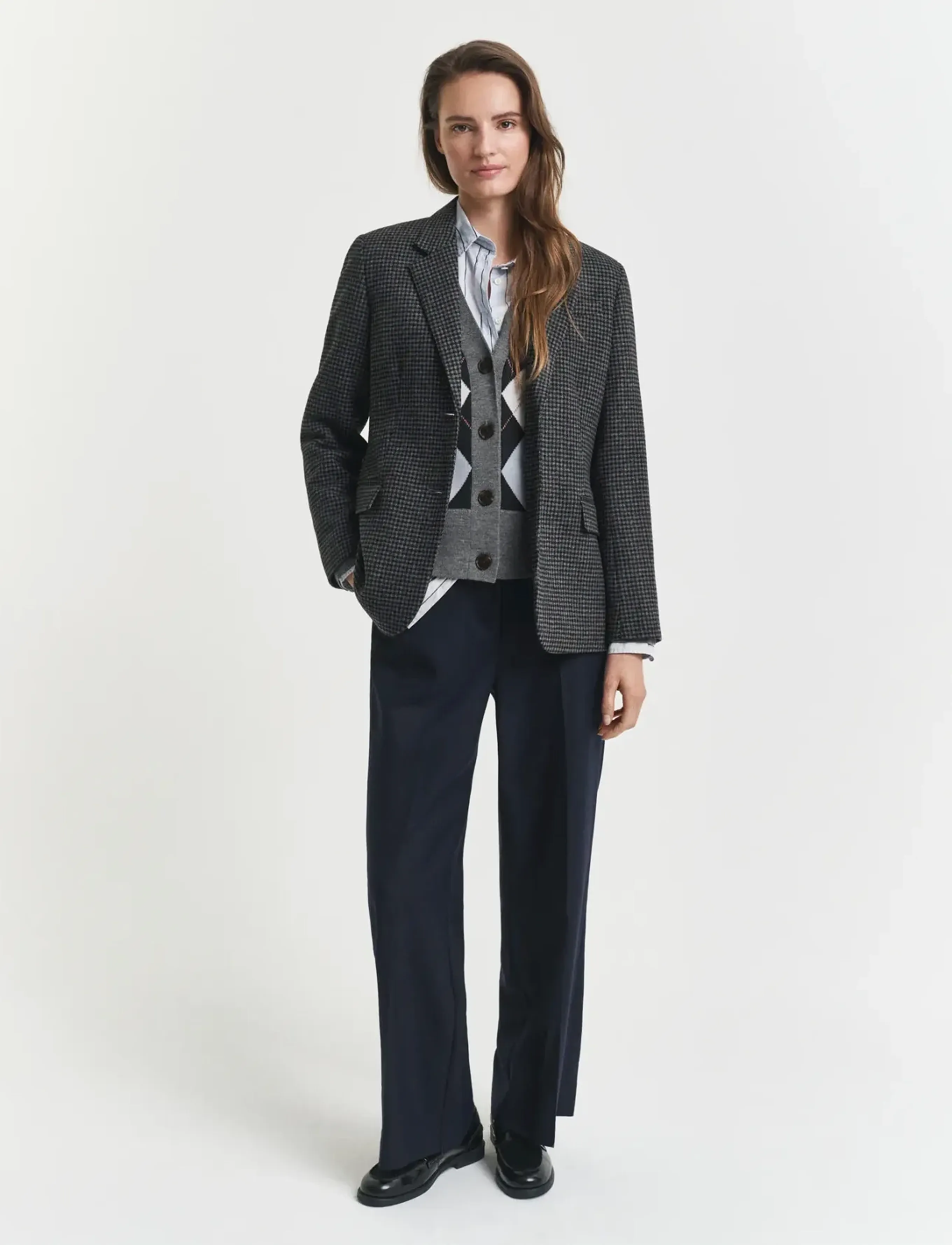 Gant - REG WOOL HOUNDSTOOTH BLAZER - enkeltradede blazere - charcoal melange - 3