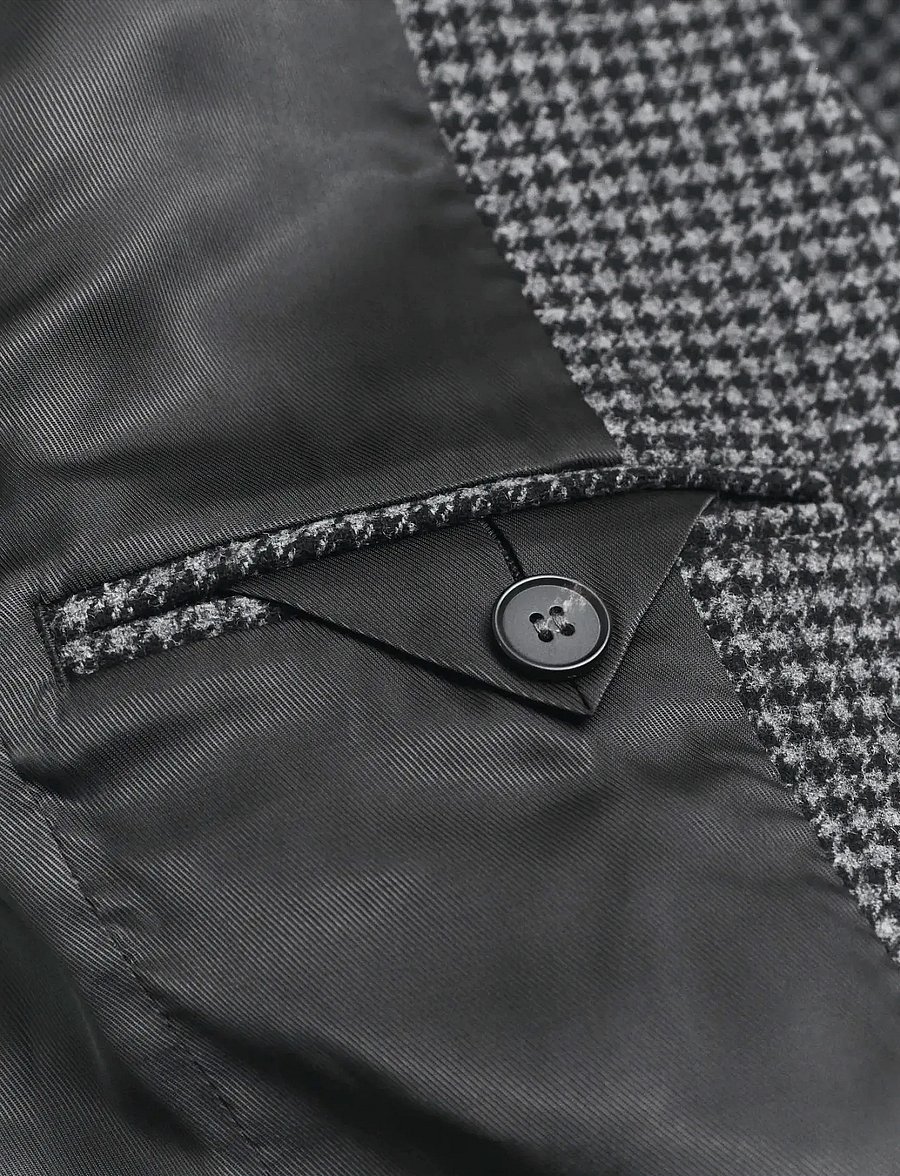 Gant - REG WOOL HOUNDSTOOTH BLAZER - enkeltradede blazere - charcoal melange - 4