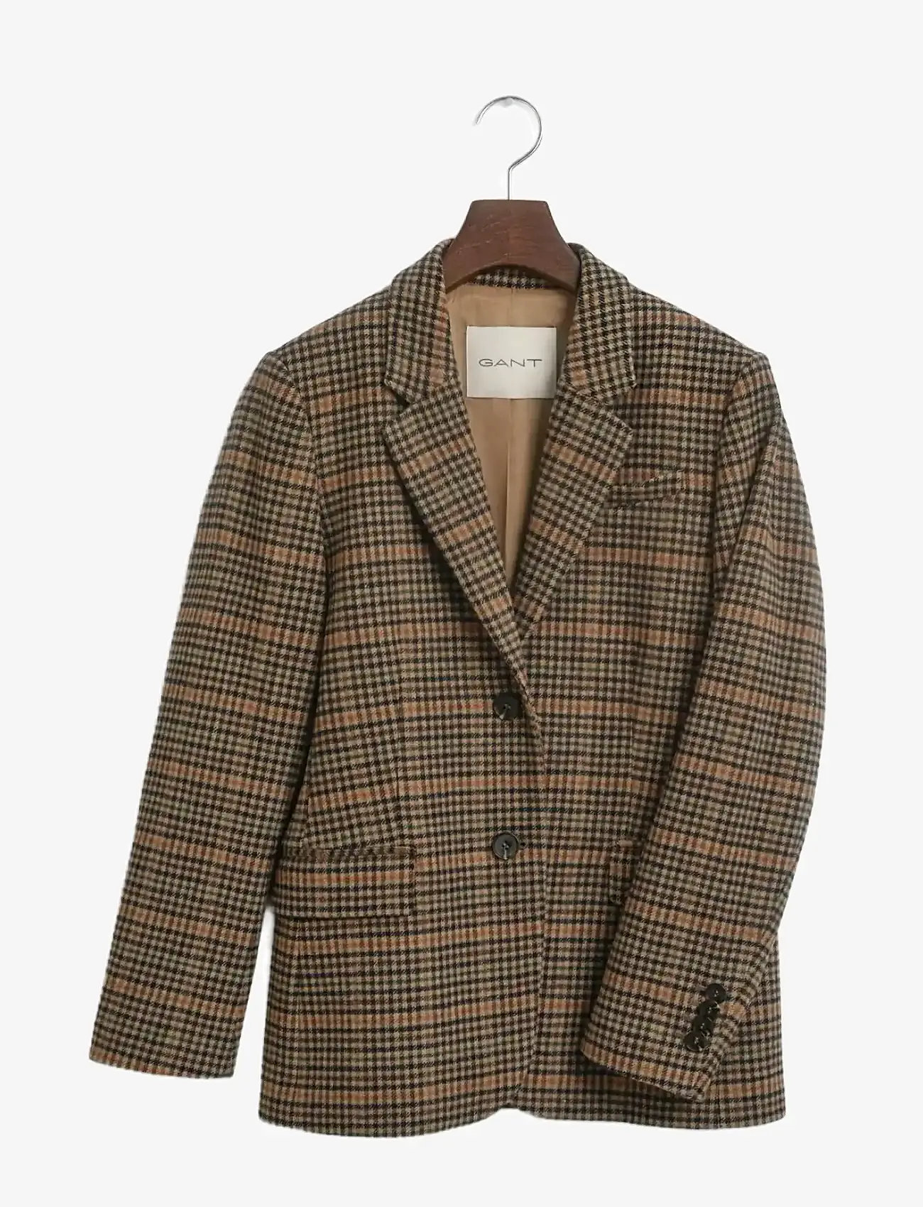 GANT - REG WOOL HOUNDSTOOTH BLAZER - roasted walnut - 1