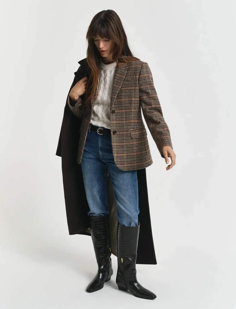 GANT - REG WOOL HOUNDSTOOTH BLAZER - enkeltradede blazere - roasted walnut - 4