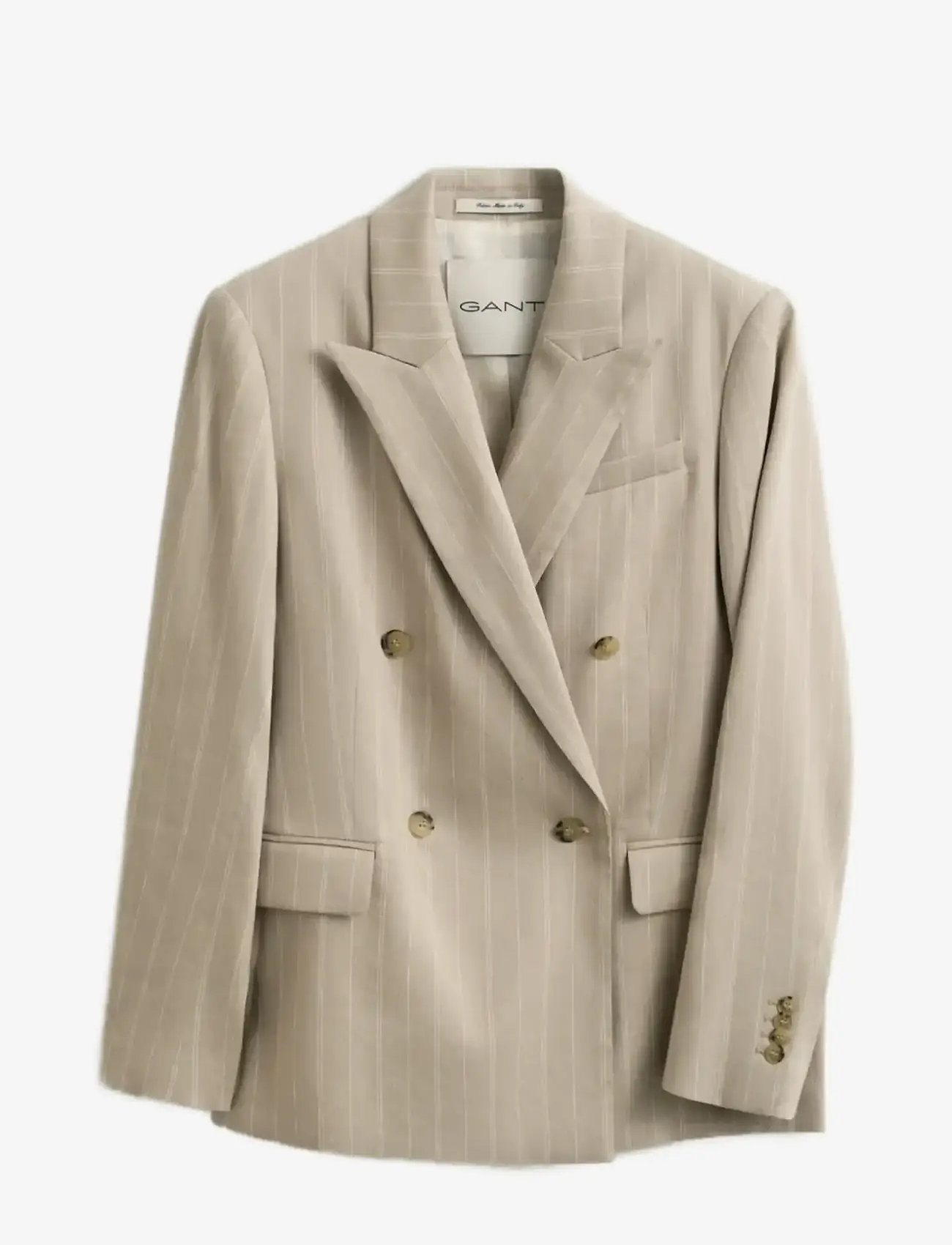 GANT - DB PINSTRIPE LINEN BLEND BLAZER - dobbeltradede blazere - oat beige - 1