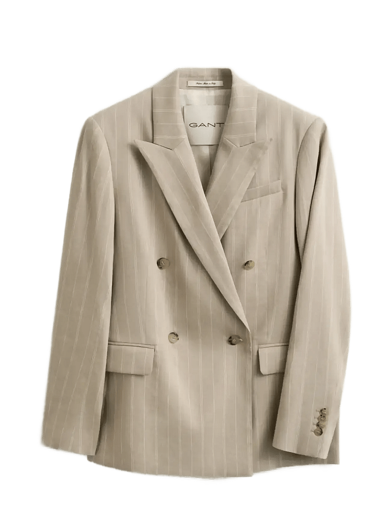 GANT - DB PINSTRIPE LINEN BLEND BLAZER - dobbeltradede blazere - oat beige - 1