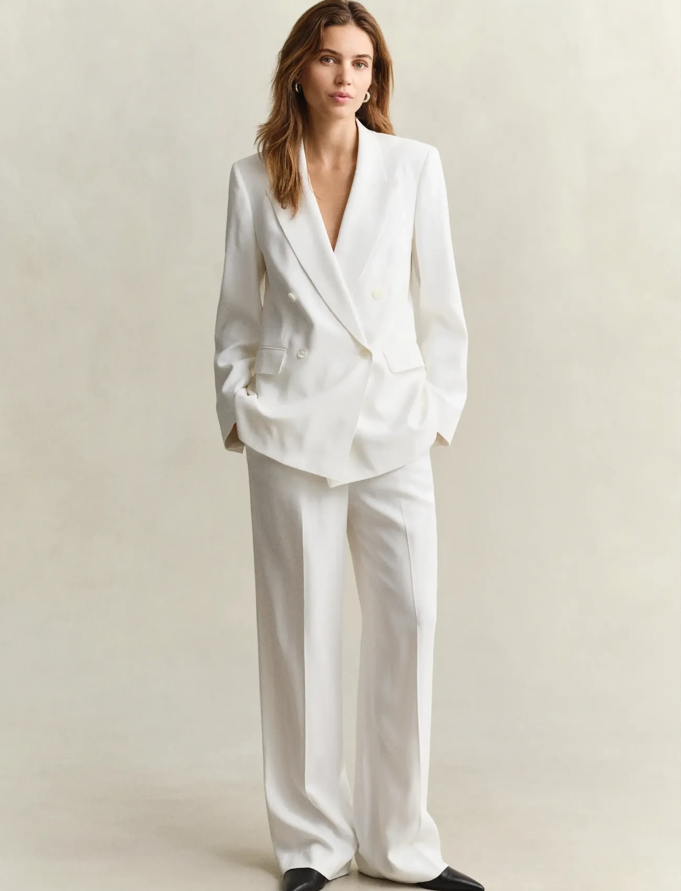 Gant - DB FLUID CREPE BLAZER - double breasted blazers - white - 4