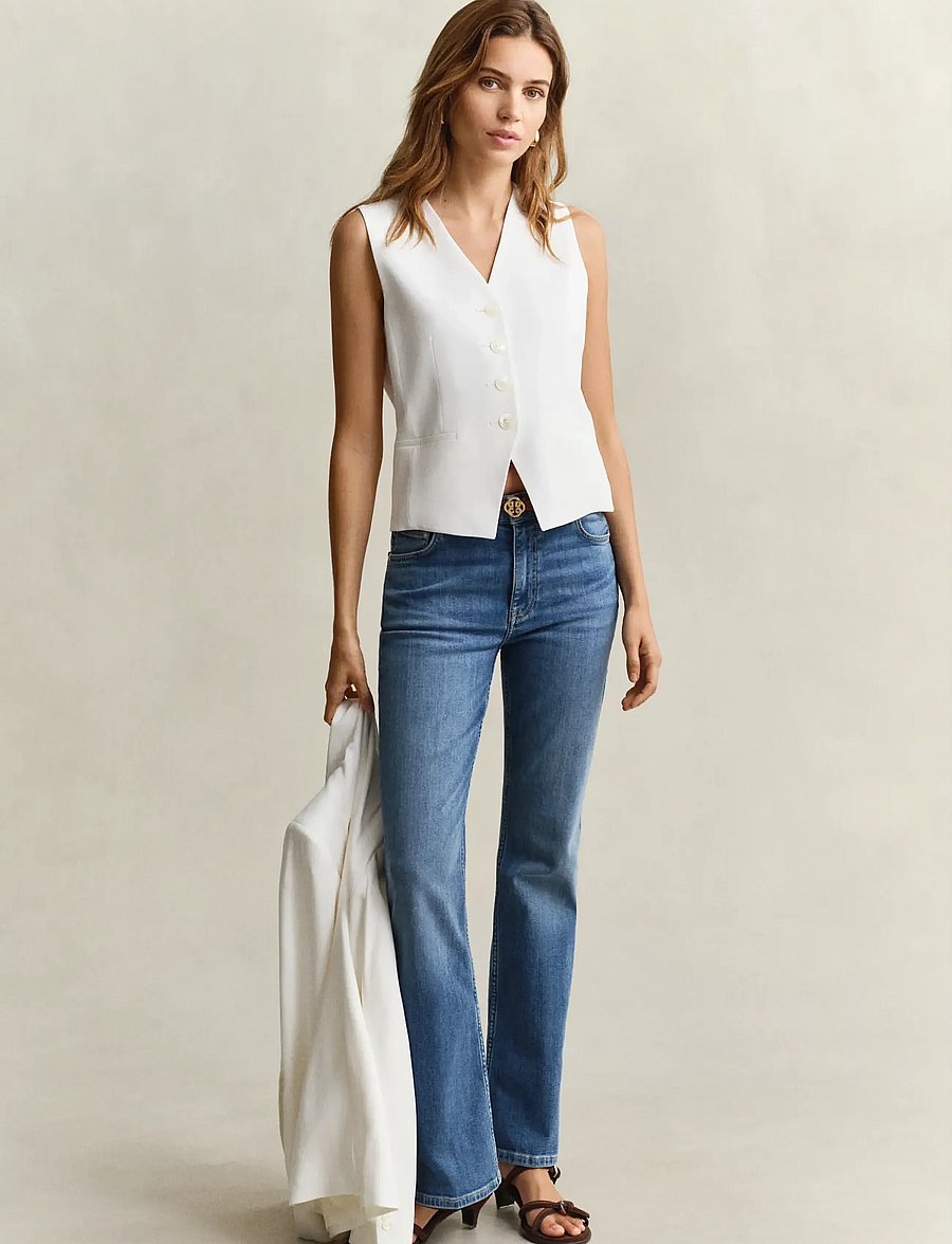 Gant - FLUID CREPE VEST - konfirmation - white - 4