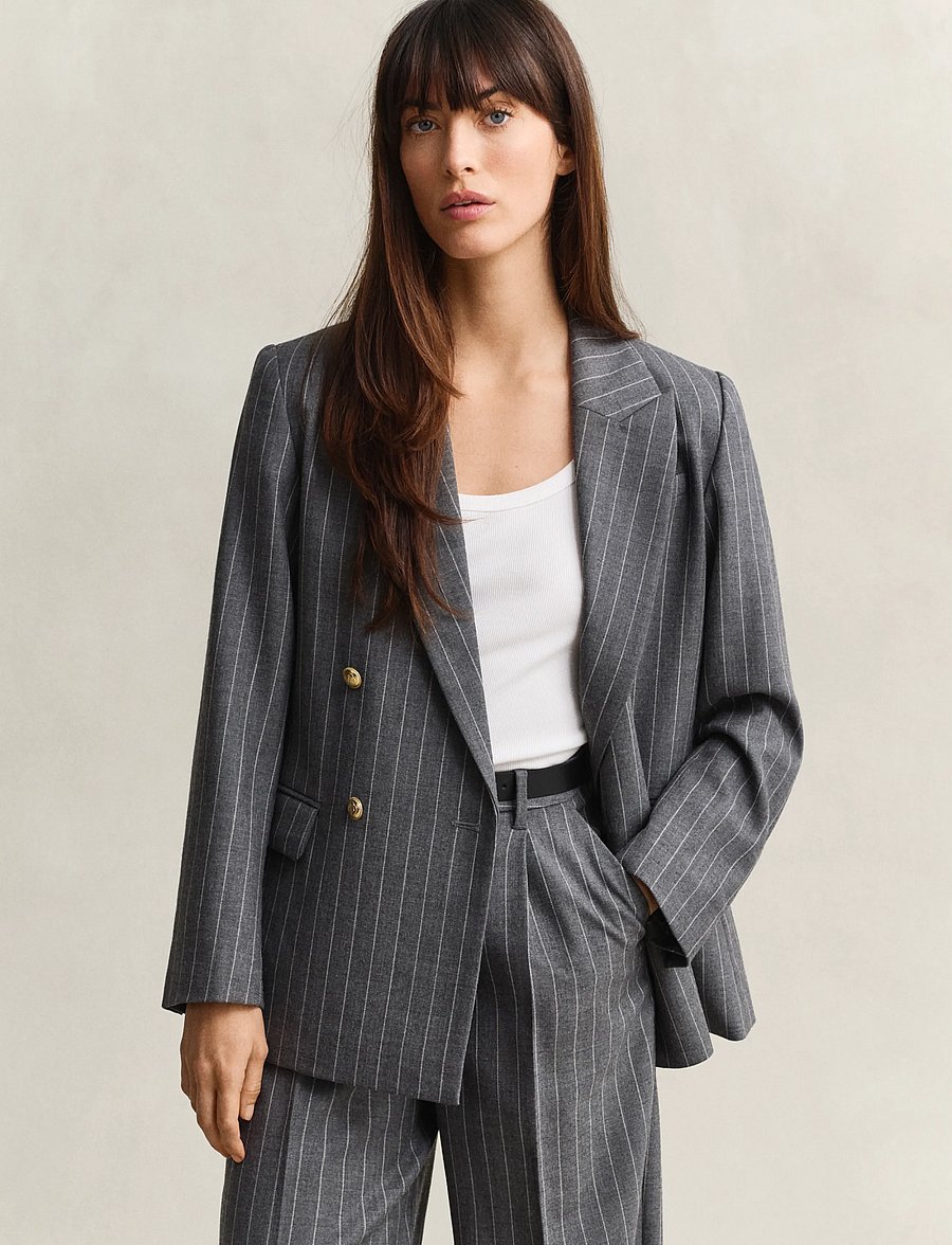 Gant - REG PINSTRIPE CLUB BLAZER - zweireihige blazer - charcoal melange - 0