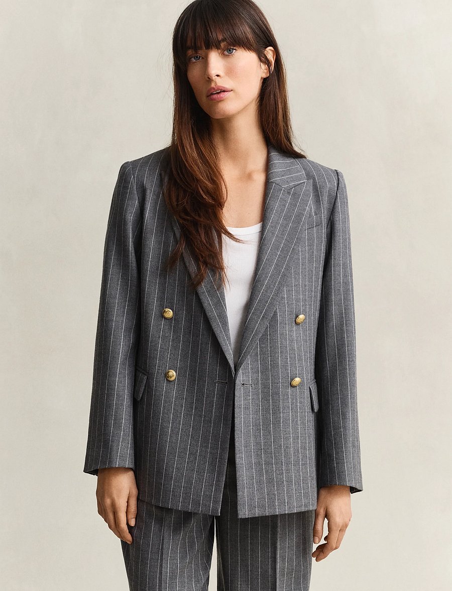 Gant - REG PINSTRIPE CLUB BLAZER - zweireihige blazer - charcoal melange - 3