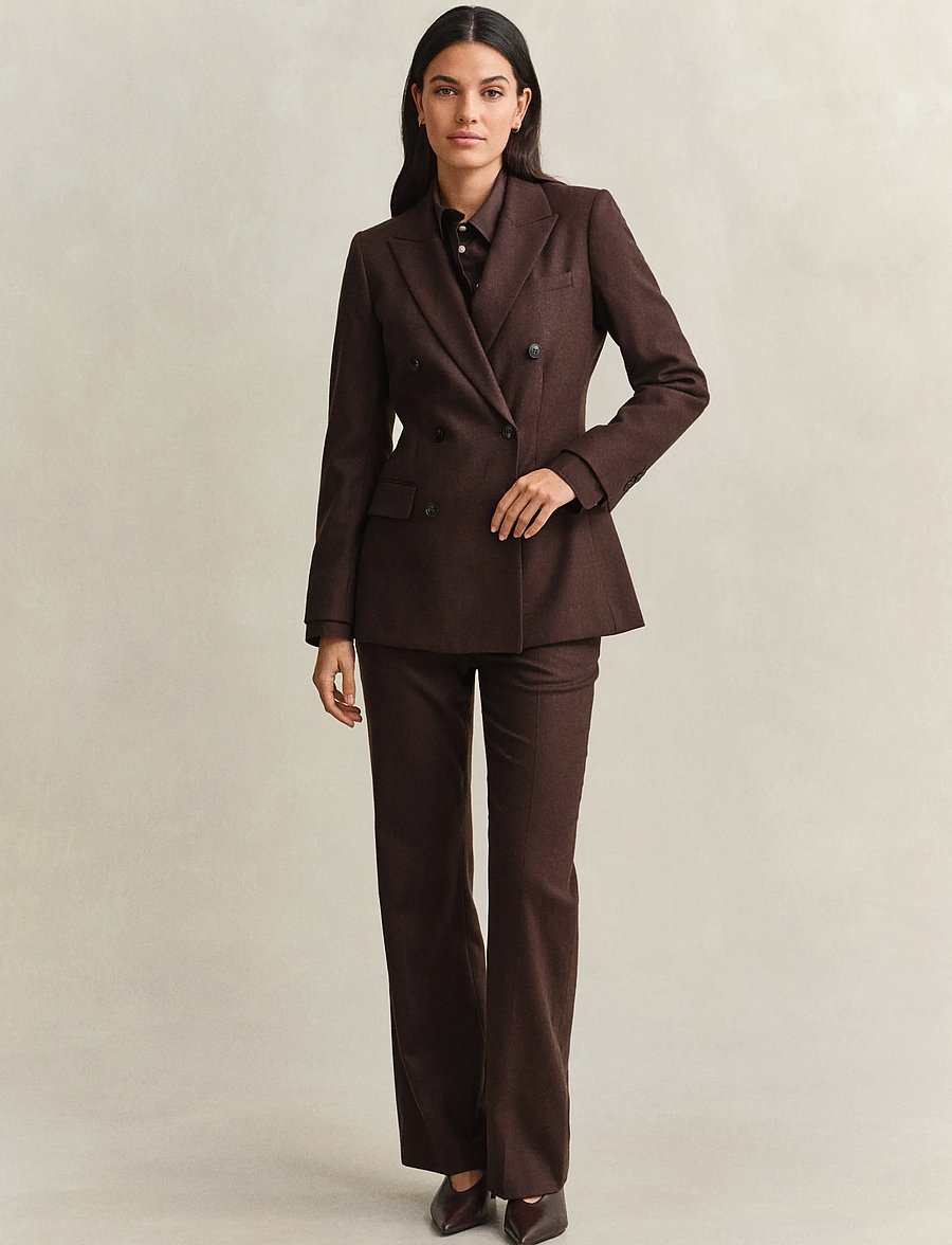 Gant - HOURGLASS FLANNEL BLAZER - double breasted blazers - deep brown - 4