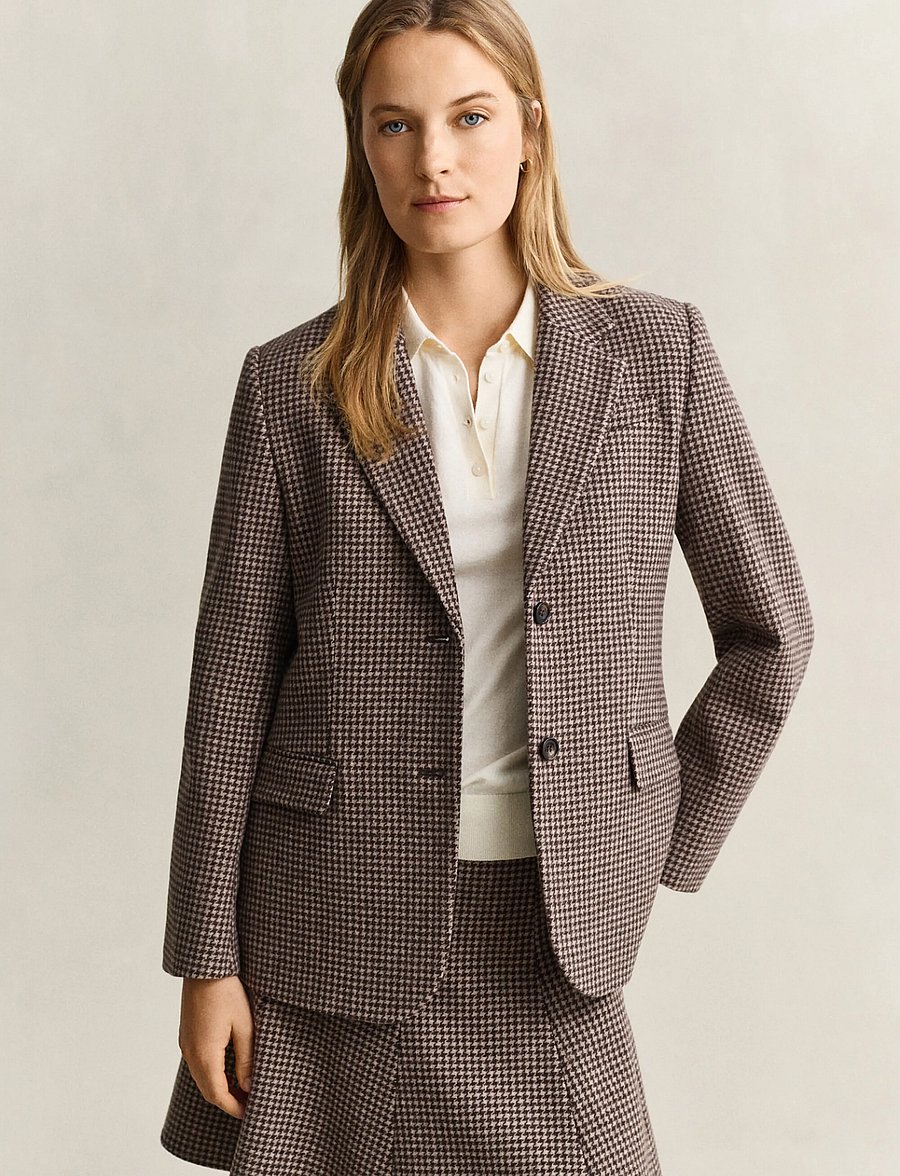 Gant - REG HOUNDSTOOTH BLAZER - einreihige blazer - faded taupe - 0