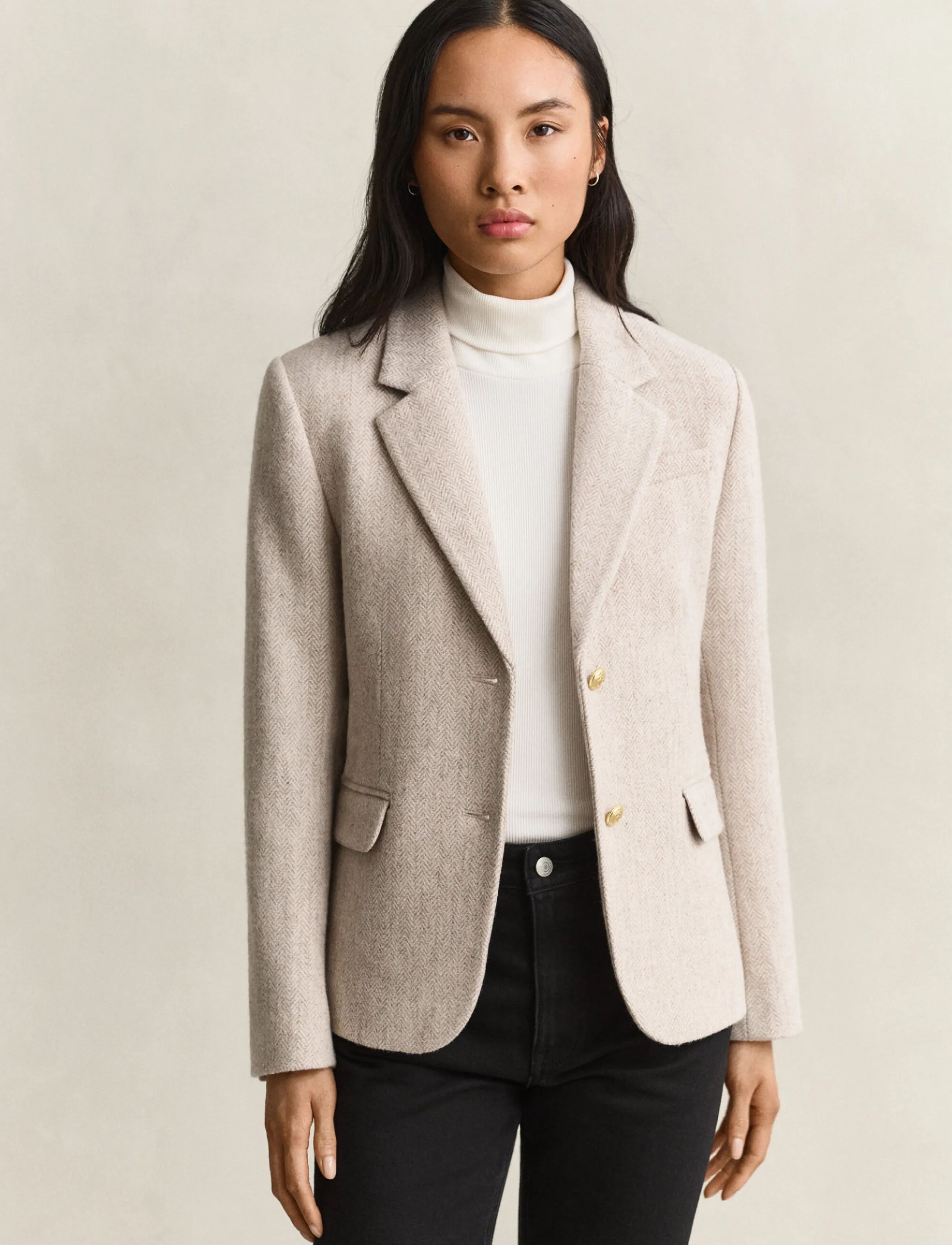 Gant SLIM HERRINGBONE BLAZER - Gant - SOFT OAT / beige