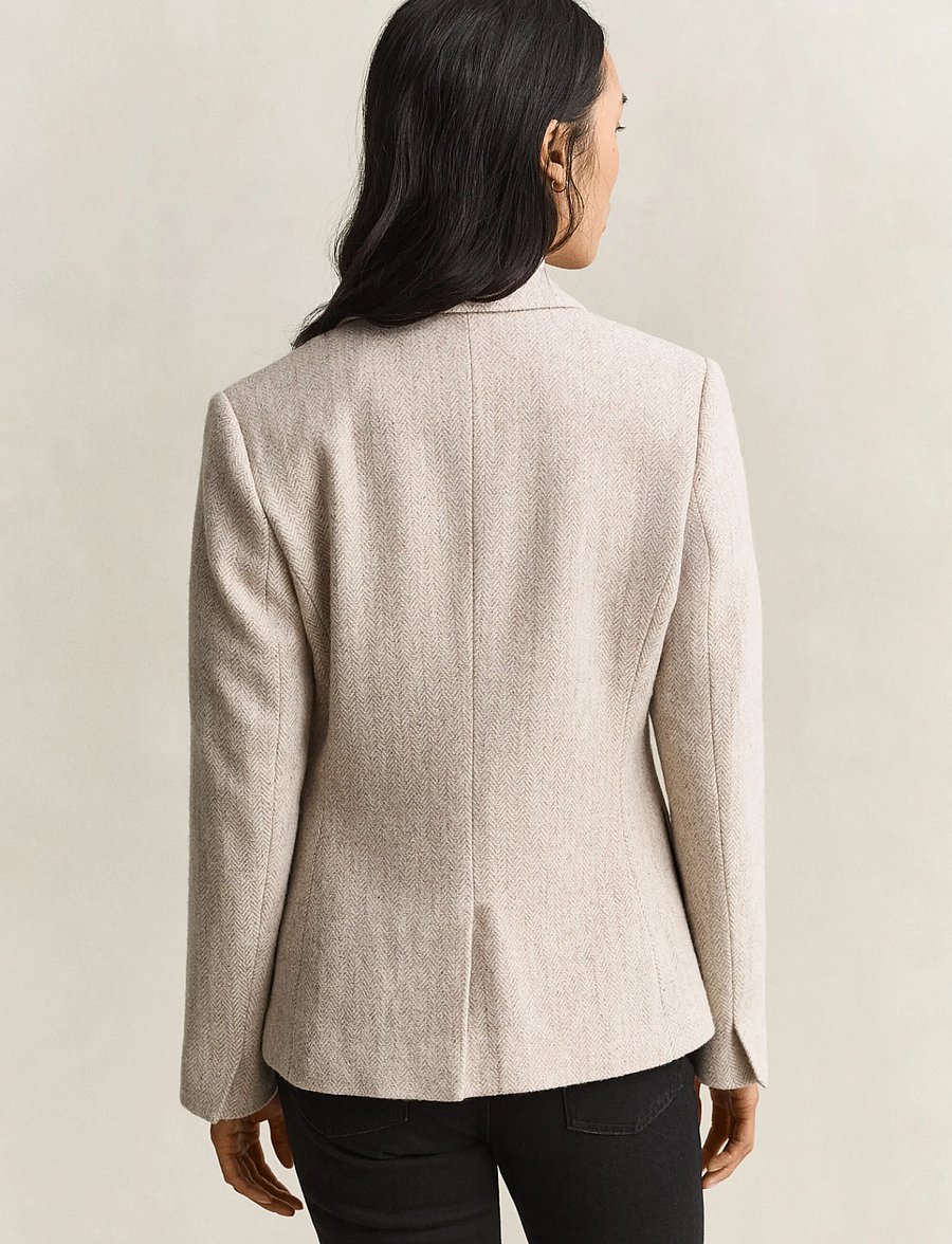 Gant - SLIM HERRINGBONE BLAZER - single breasted blazers - soft oat - 2