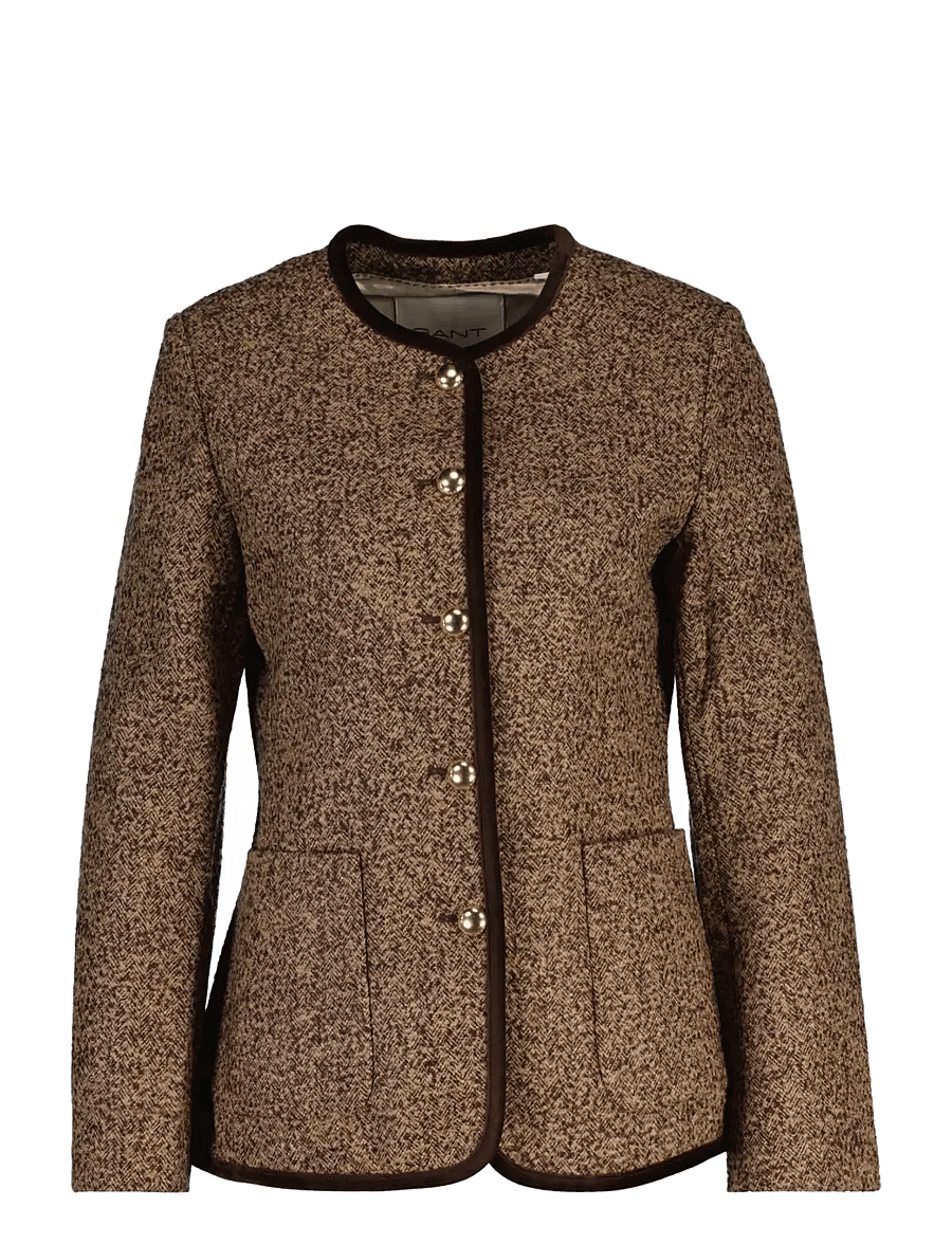 Gant - COLLARLESS BOUCLE BLAZER - bouclés - caramel brown - 0