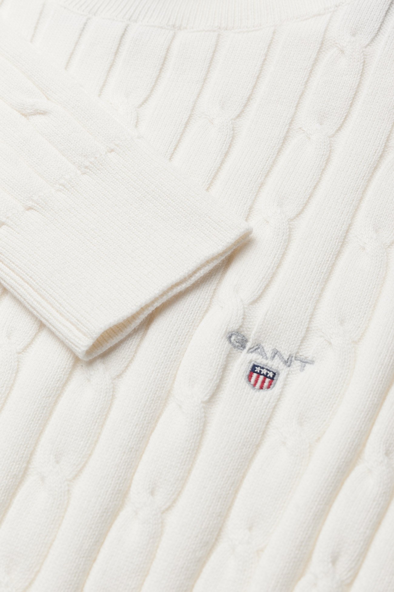GANT - STRETCH COTTON CABLE TURTLE NECK - eggshell - 2
