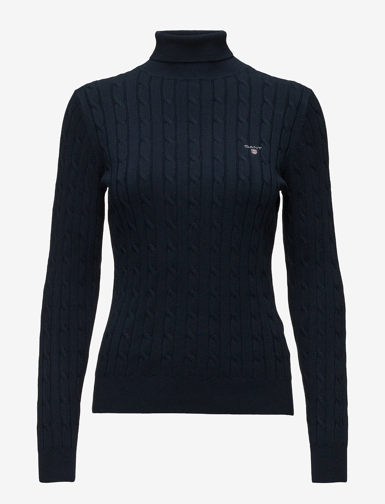 GANT - STRETCH COTTON CABLE TURTLE NECK - evening blue - 0