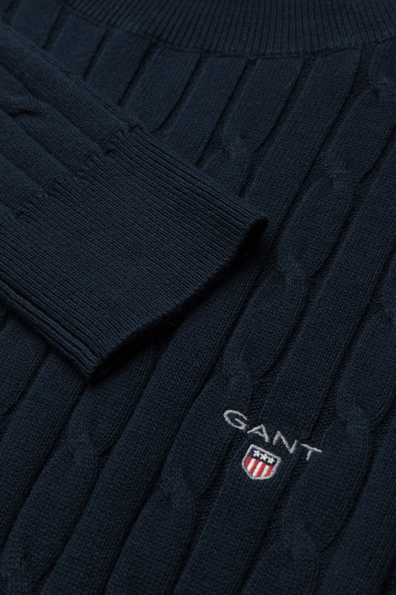 GANT - STRETCH COTTON CABLE TURTLE NECK - evening blue - 2