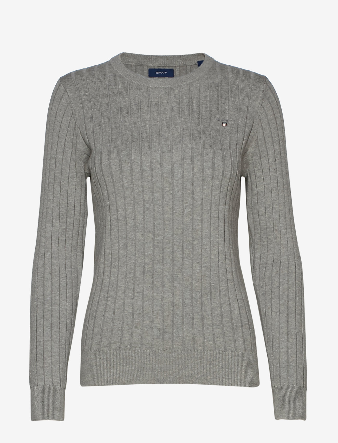 GANT - D1. STRETCH COTTON RIB CREW - grey melange - 0