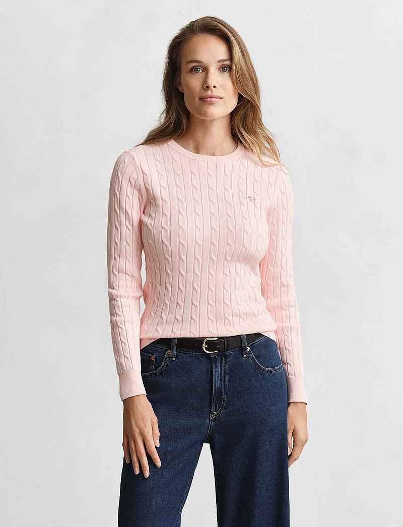 GANT - STRETCH COTTON CABLE C-NECK - pullover - apricot pink - 0