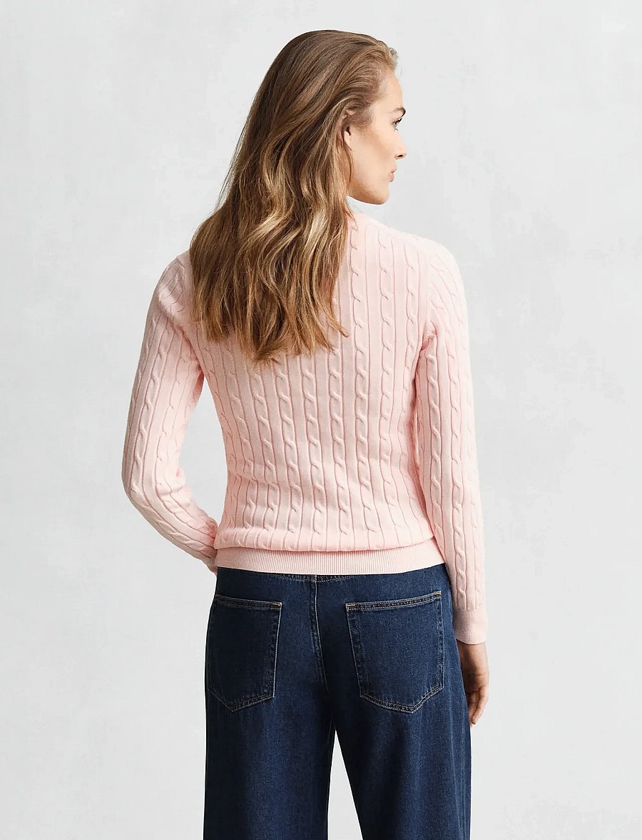 Gant - Classic Cable Knit Sweater - stickade tröjor - apricot pink - 2