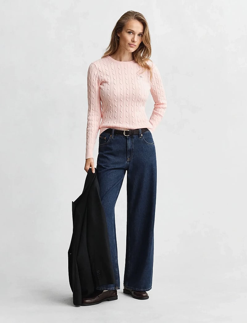 GANT - STRETCH COTTON CABLE C-NECK - pullover - apricot pink - 4