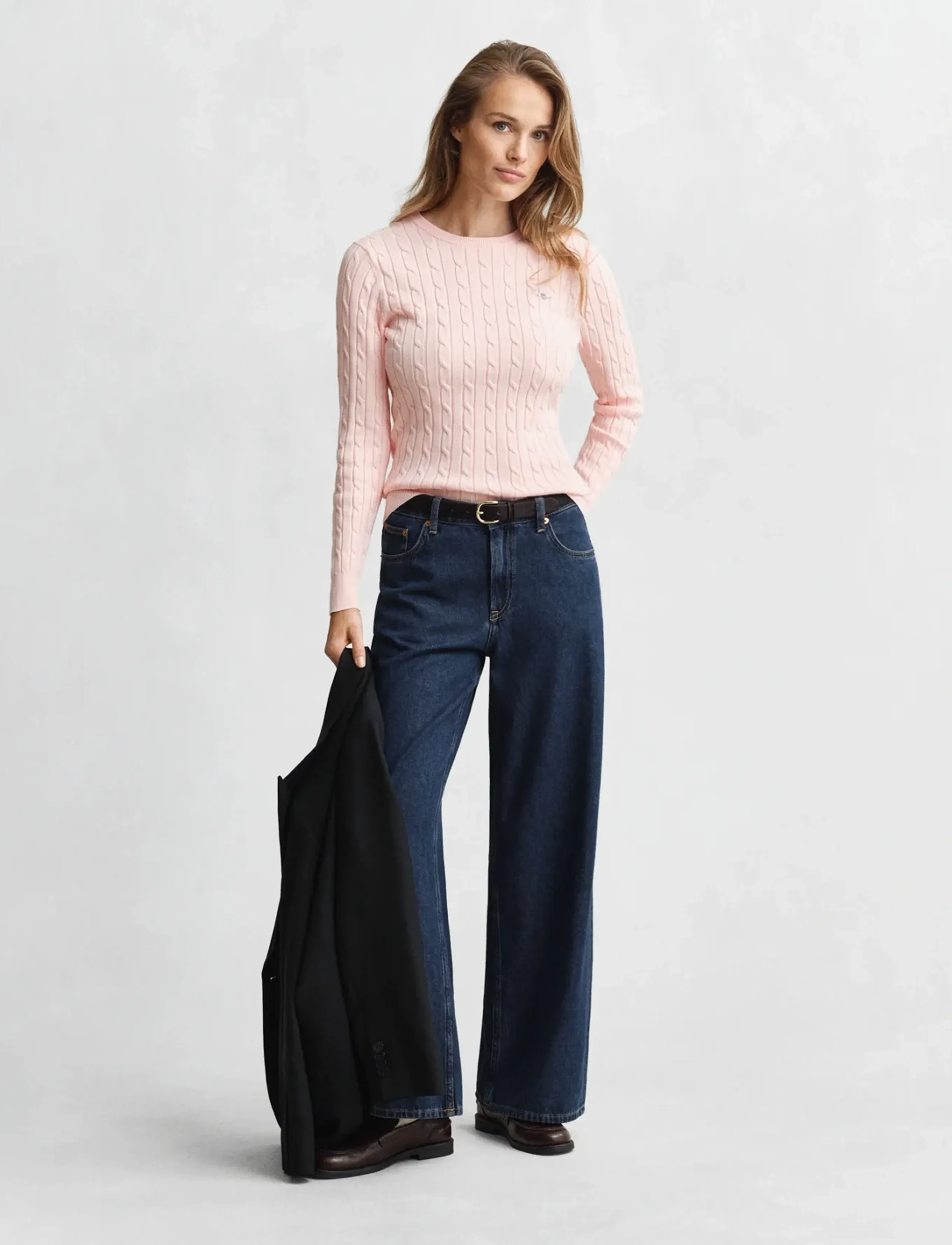 Gant - Classic Cable Knit Sweater - trøjer - apricot pink - 4