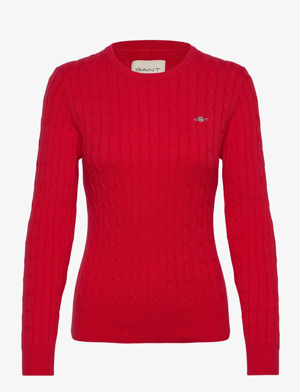 GANT - STRETCH COTTON CABLE C-NECK - stickade tröjor - bright red - 0