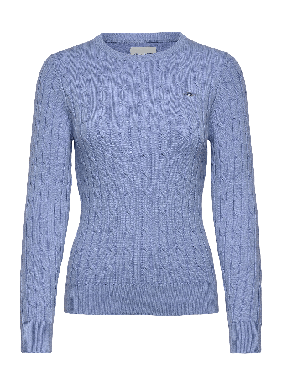Gant - Classic Cable Knit Sweater - džemperi - clear sky - 1