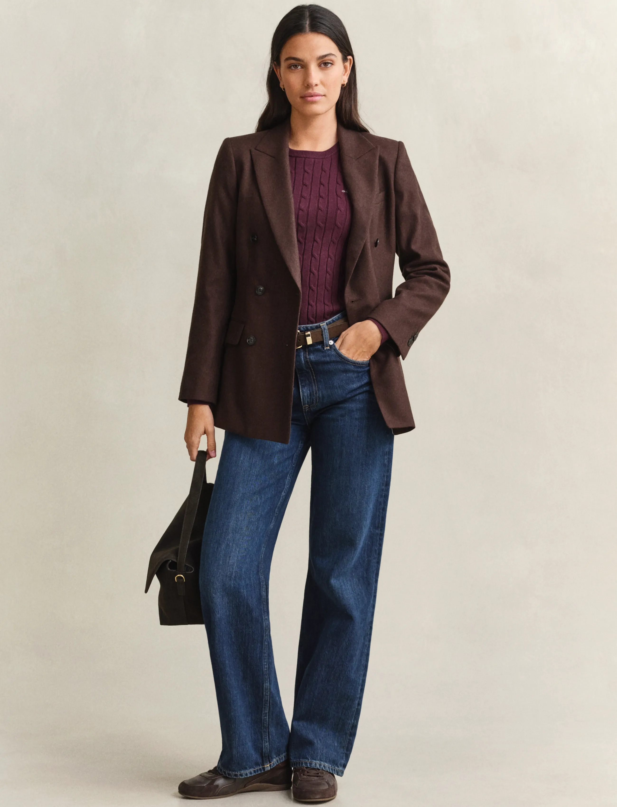 Gant - Classic Cable Knit Sweater - jumpers - darkened wine - 4