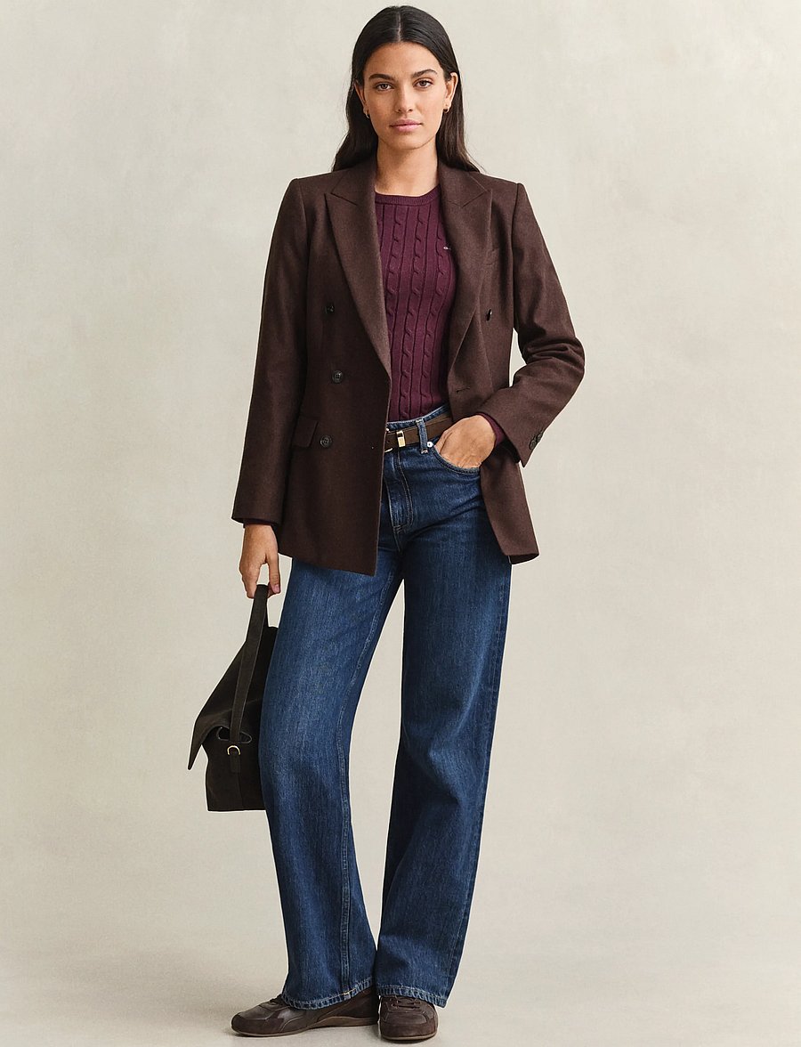 Gant - Classic Cable Knit Sweater - stickade tröjor - darkened wine - 4
