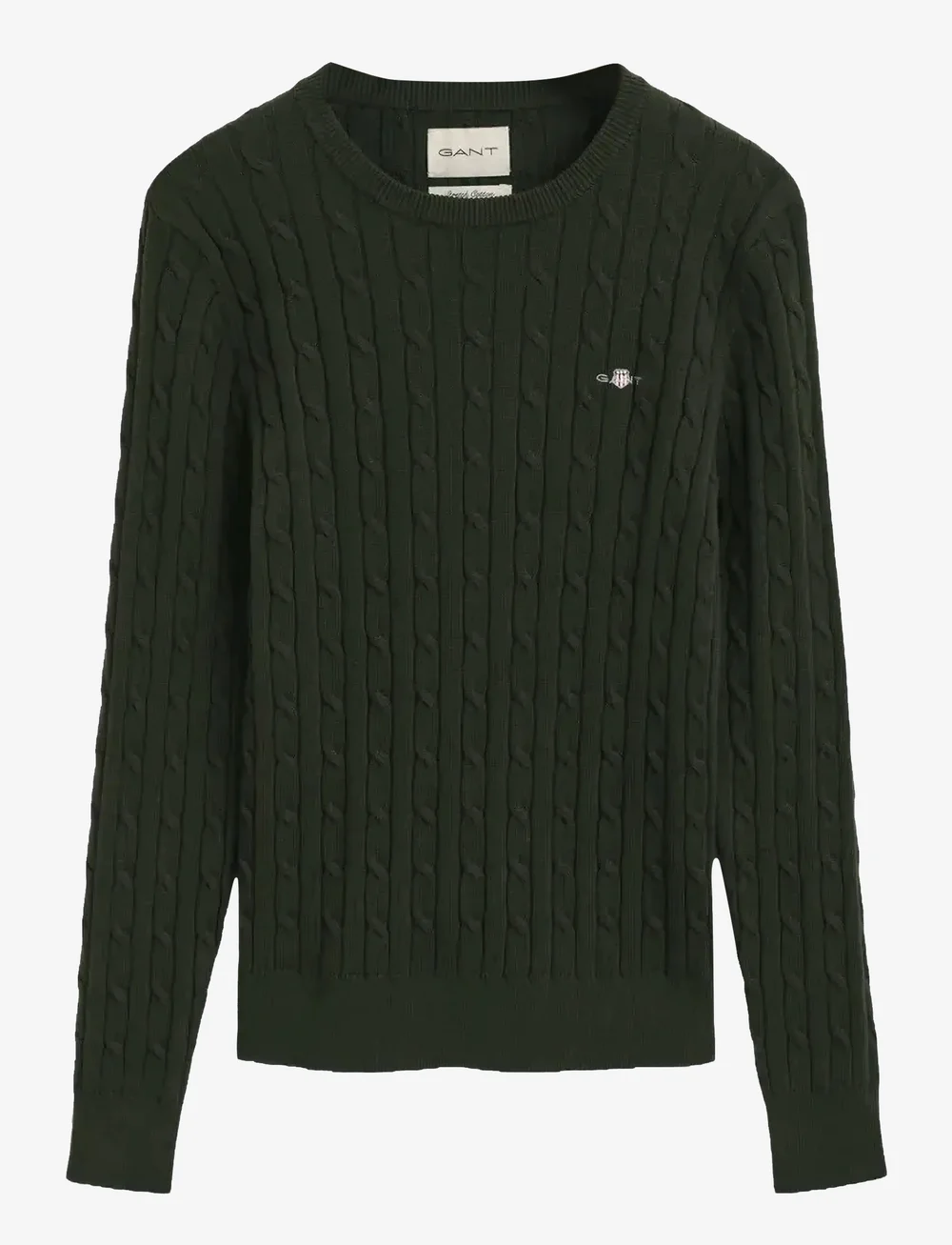 GANT - STRETCH COTTON CABLE C-NECK - striktrøjer - dark moss green - 0