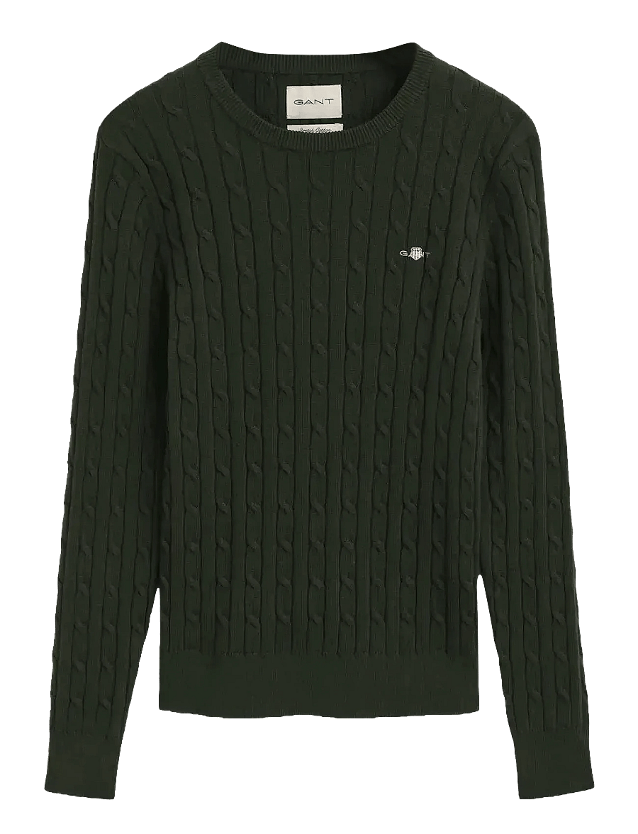 Gant - Classic Cable Knit Sweater - pullover - dark moss green - 0