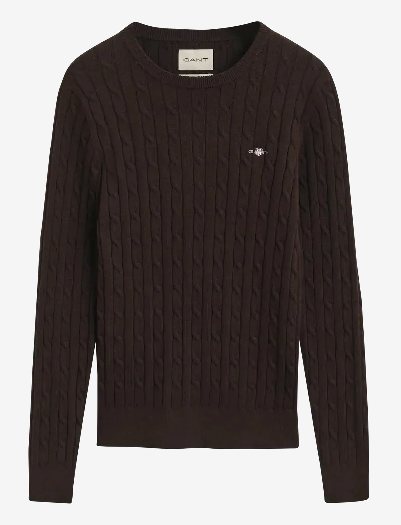 GANT - STRETCH COTTON CABLE C-NECK - pullover - deep brown - 0